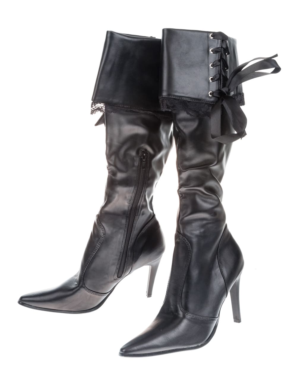 Stiefel schwarz mit Bändern 40