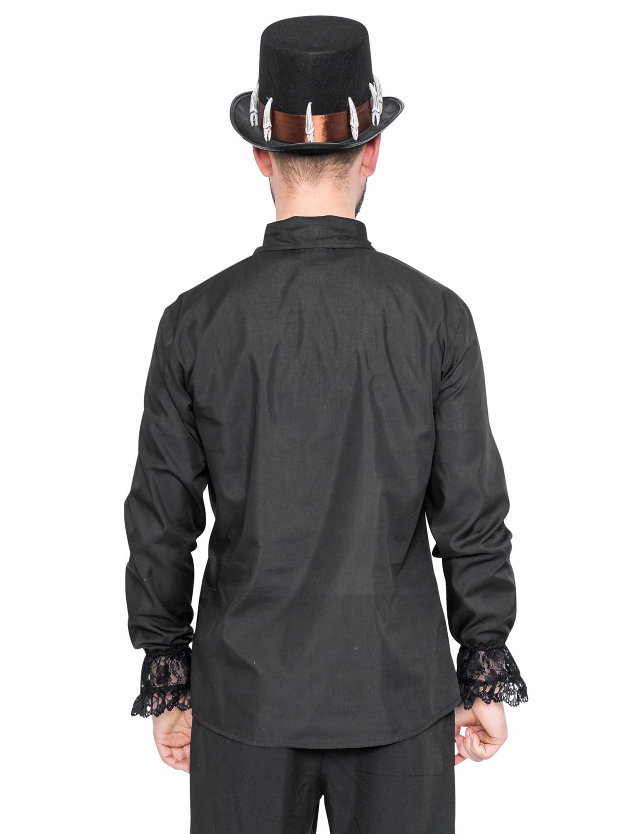 Piratenhemd Herren mit Jabot schwarz XL