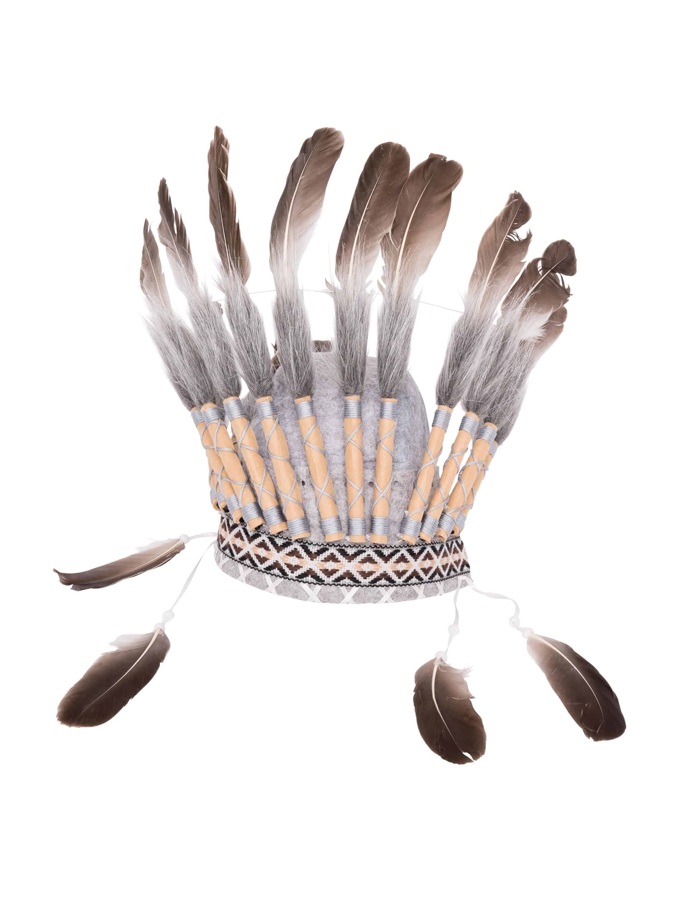 Federkopfschmuck Indianer grau/braun