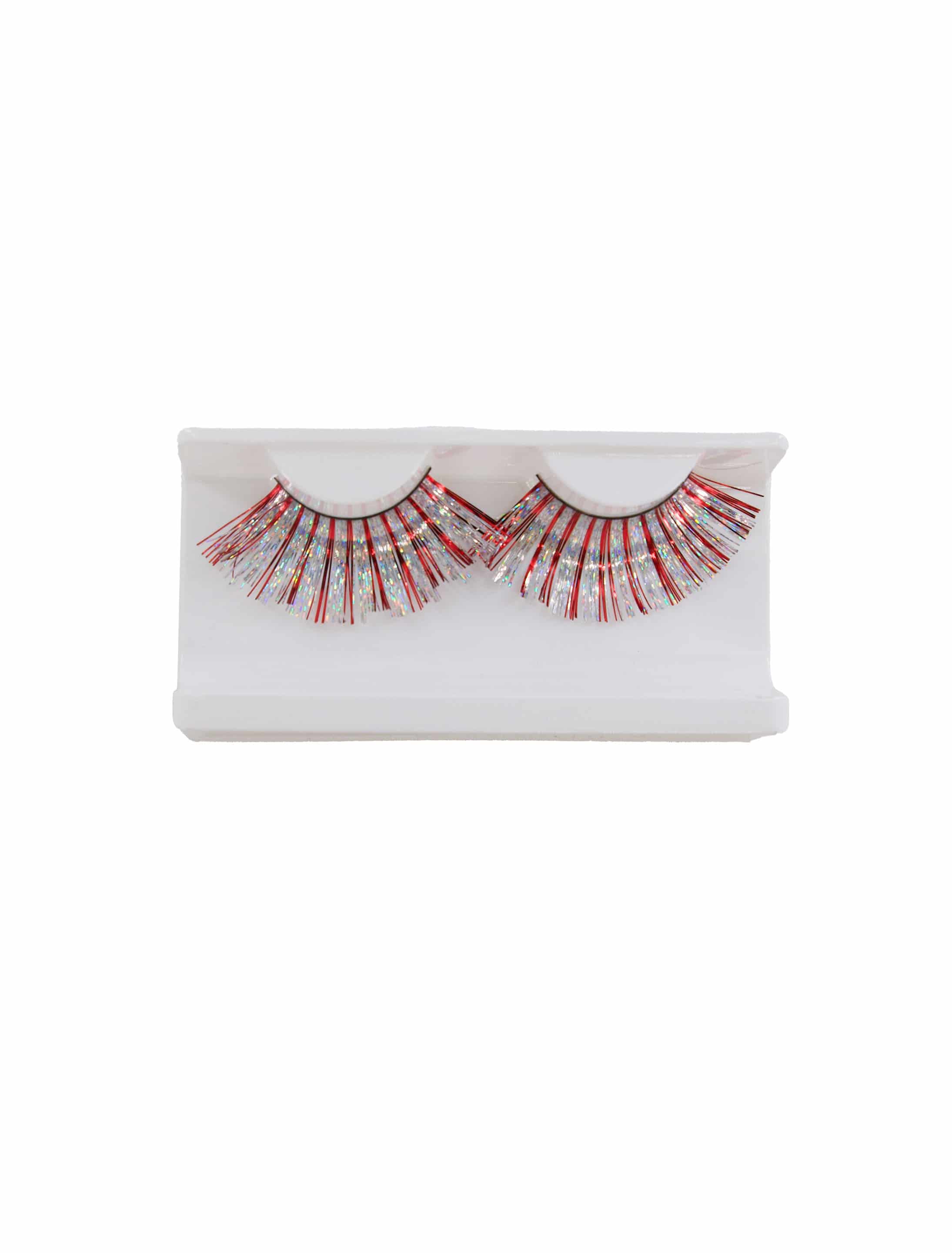 Wimpern Lametta rot/silber