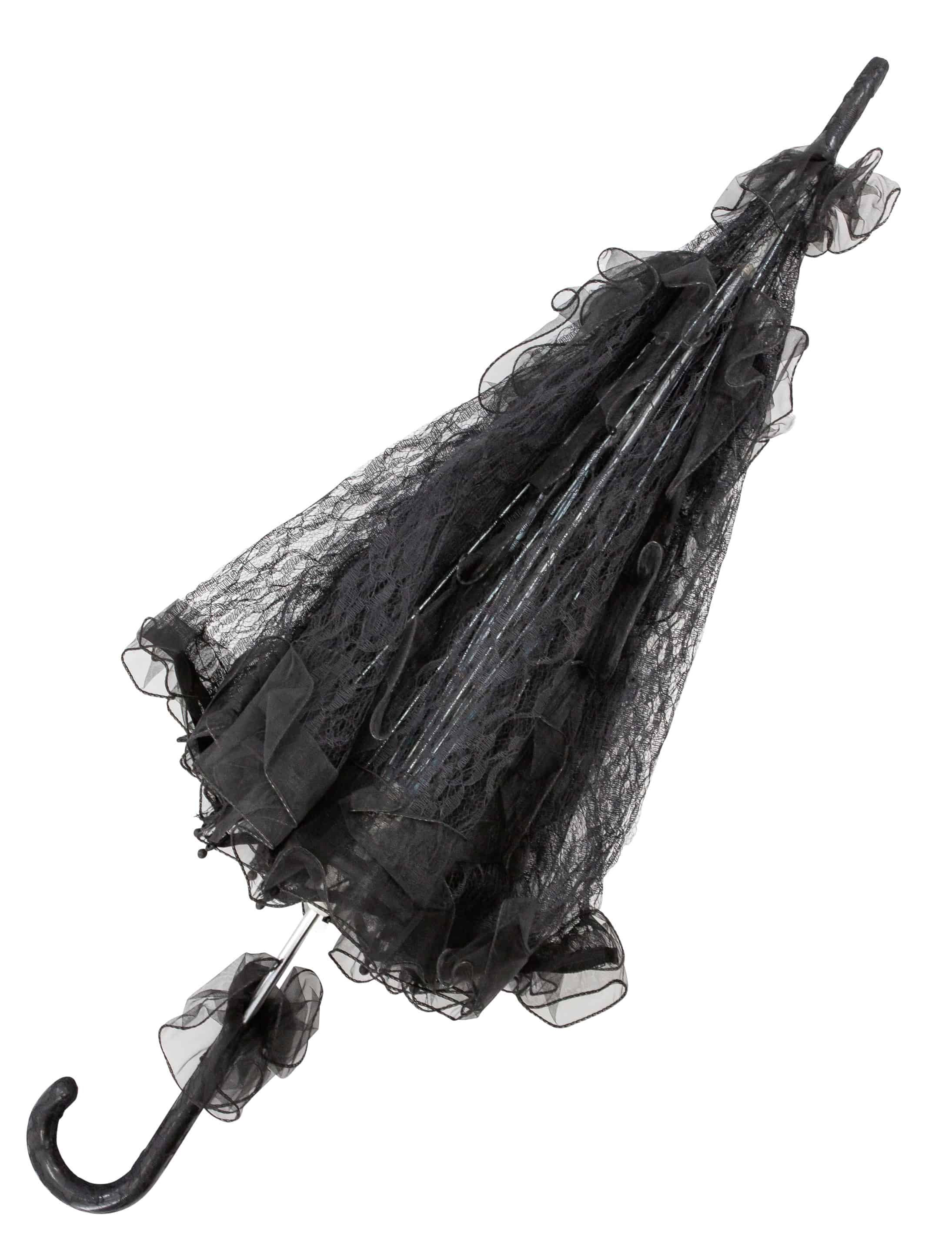 Schirm mit Spitze 76cm schwarz
