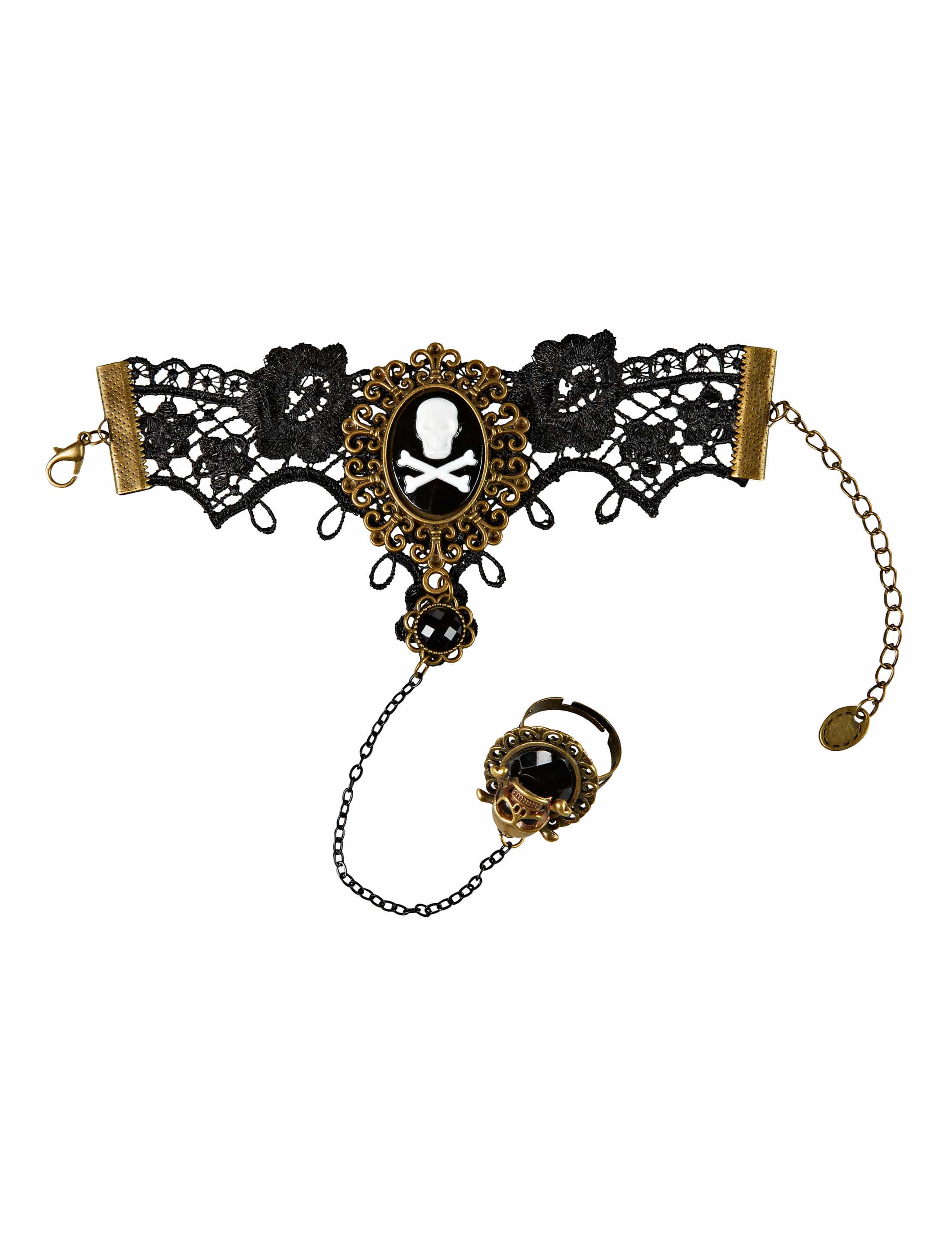 Armband Spitze Totenkopf mit Ring