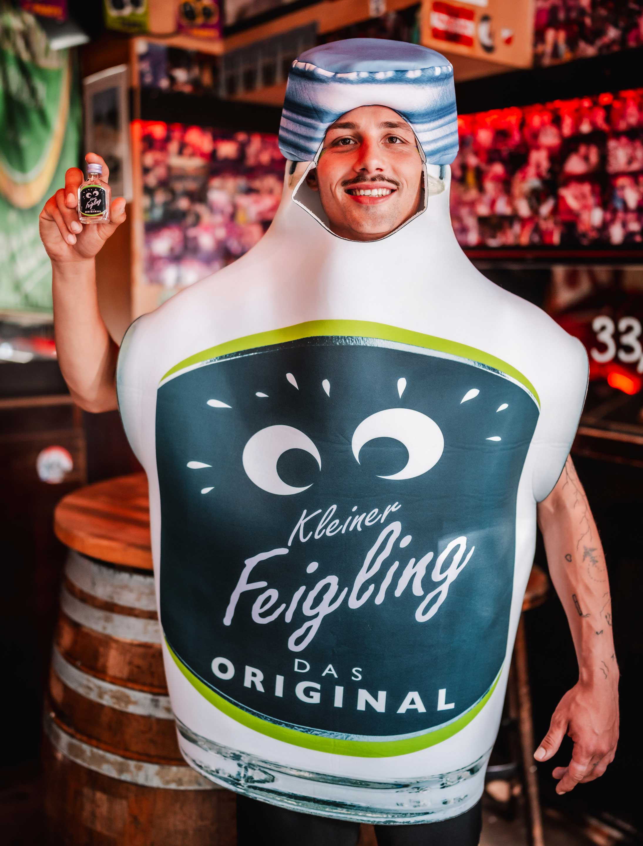 Kostüm Flasche Kleiner Feigling schwarz/weiß one size