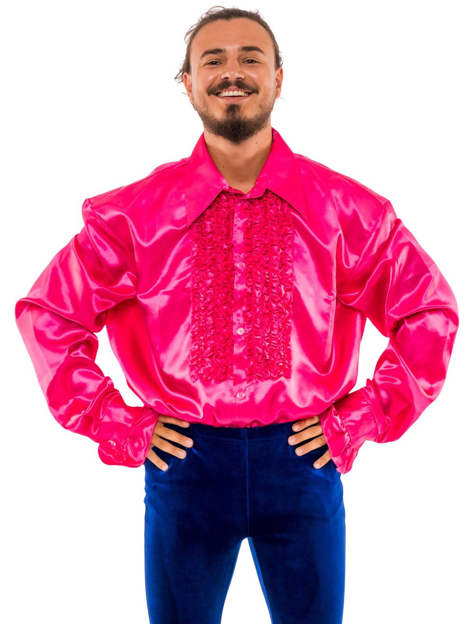 Hemd Satin Herren pink XL