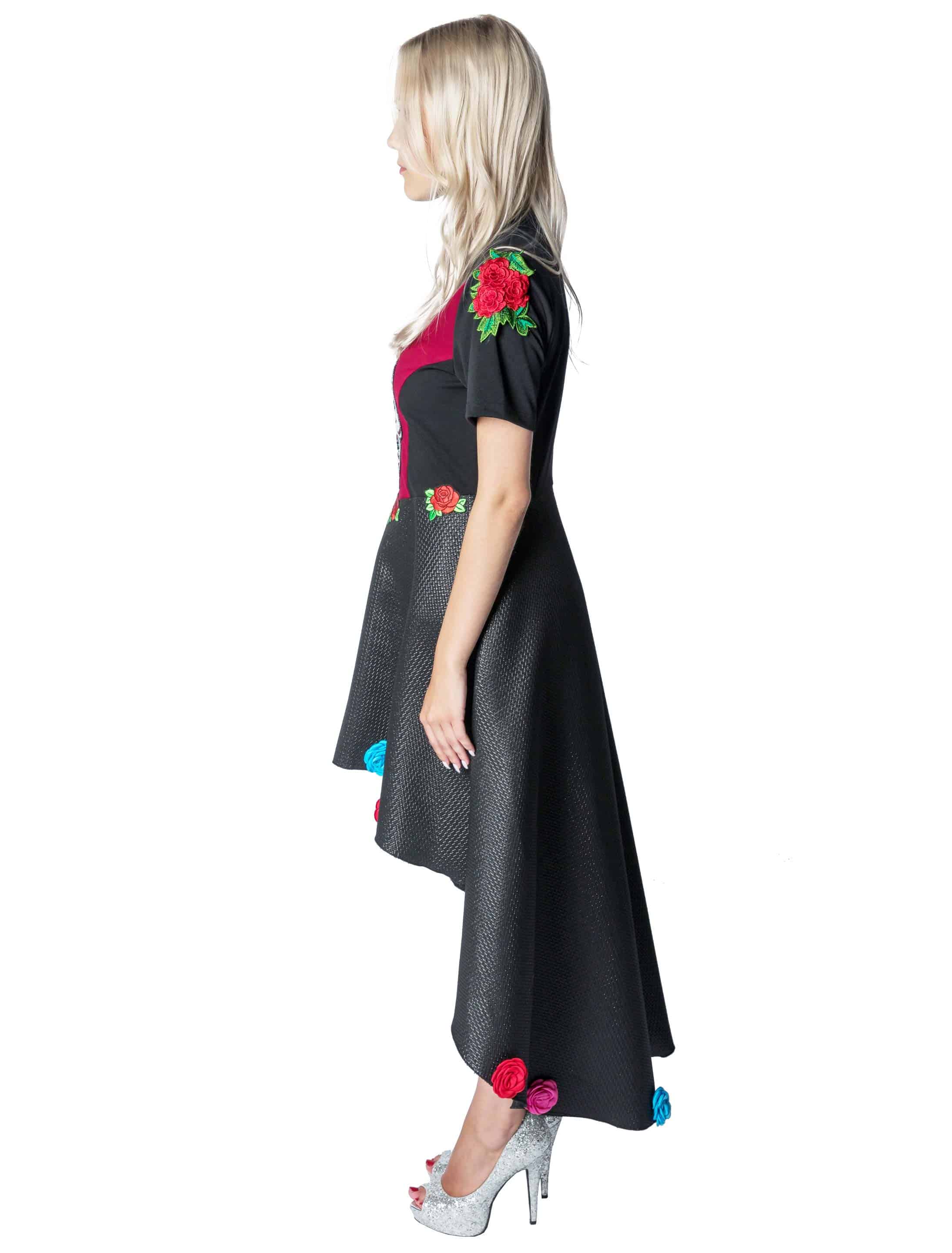 Kleid Dia de los Muertos Damen schwarz/rot XL