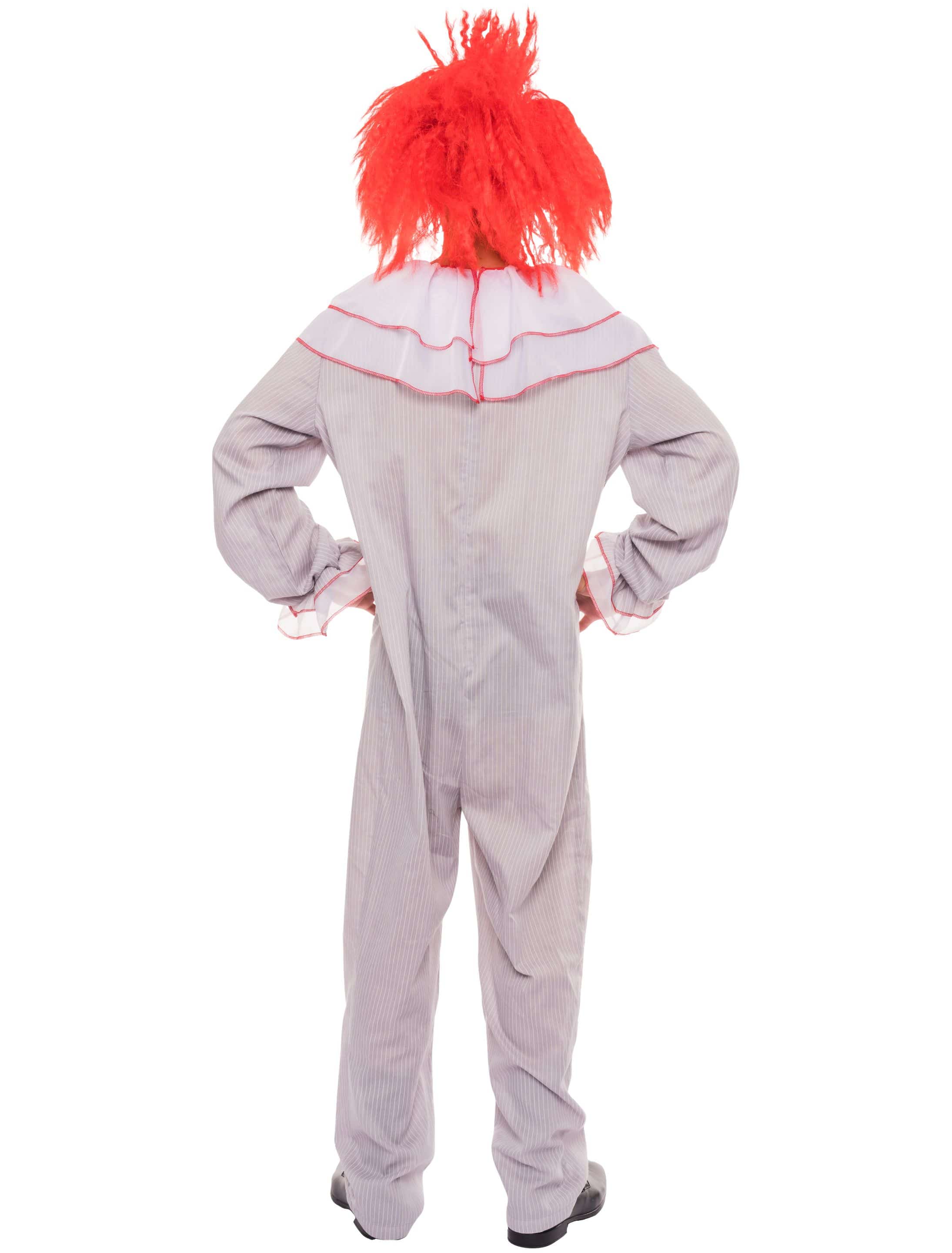 Jumpsuit Horrorclown Herren grau S/M