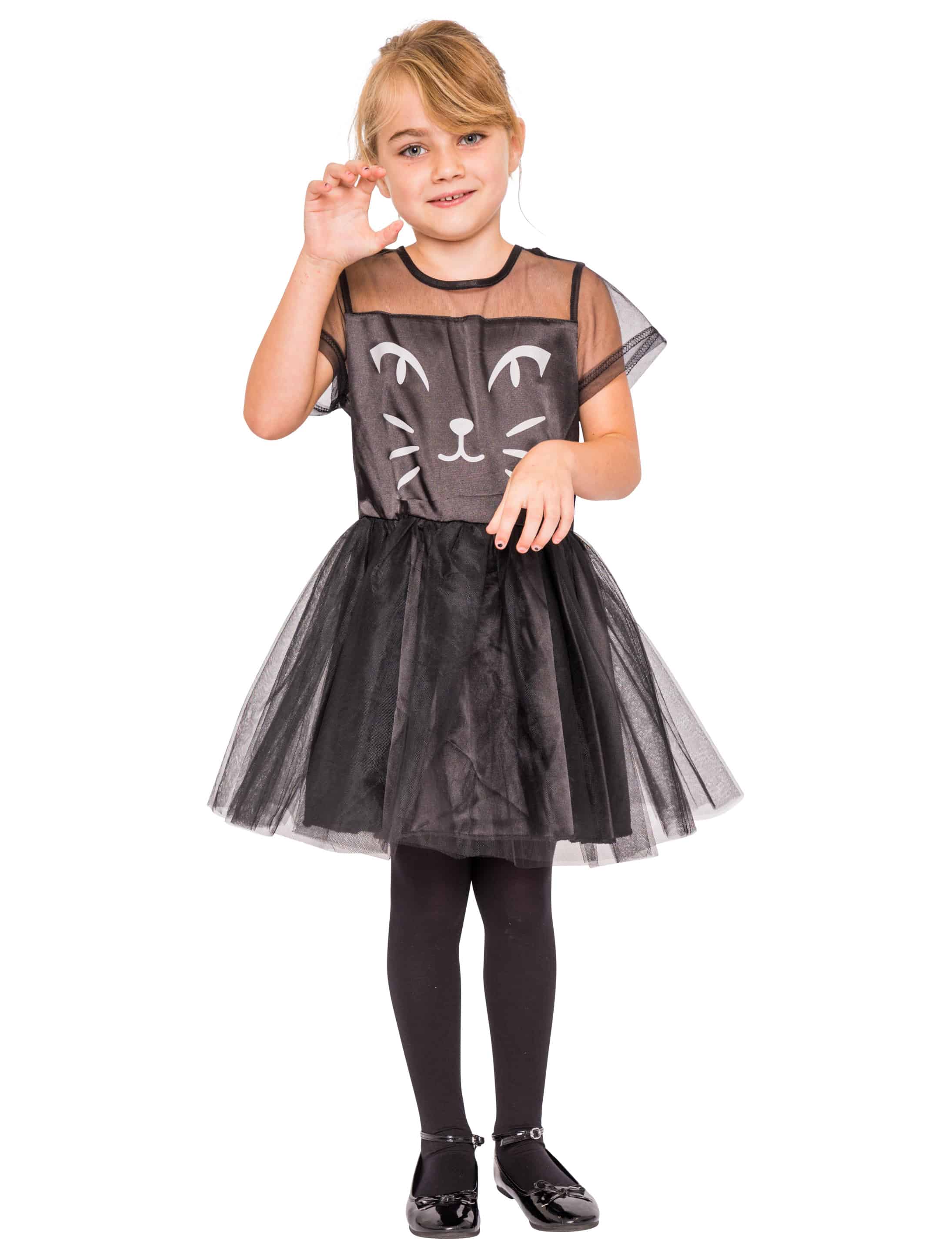 Kleid Katze Kinder schwarz 140