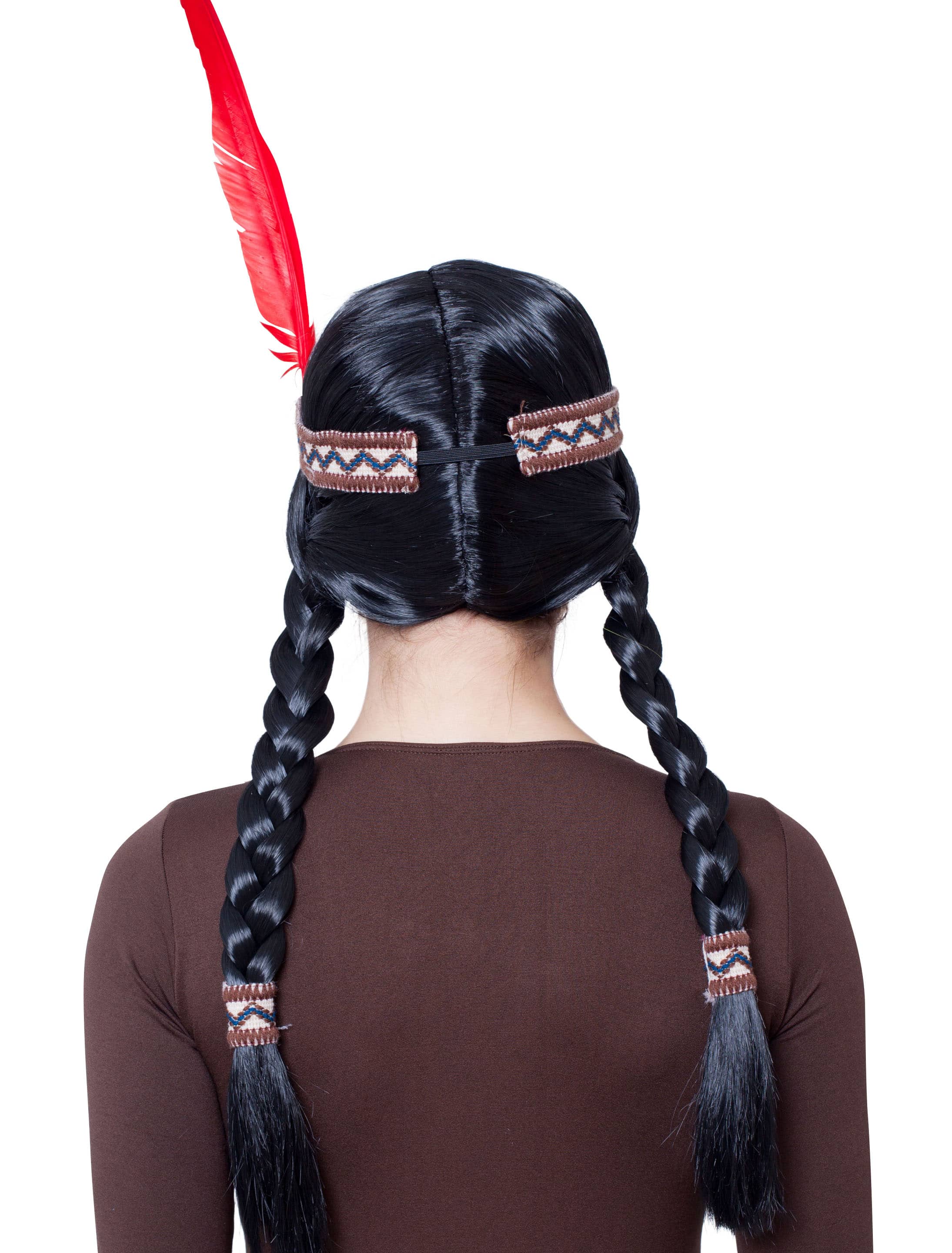 Perücke Indianerin Ama mit Haarband schwarz