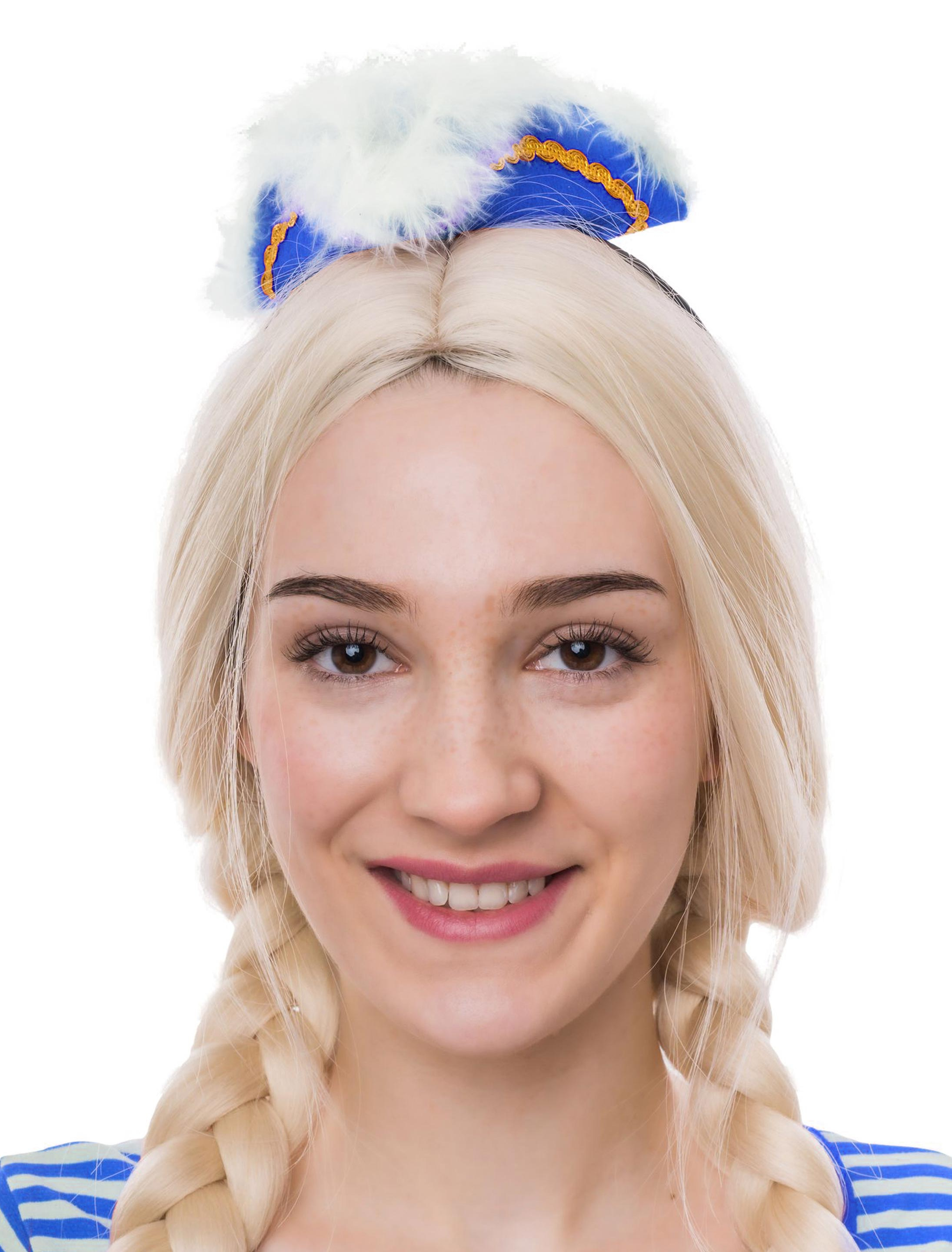 Dreispitz Mini Haarband mit Marabu blau