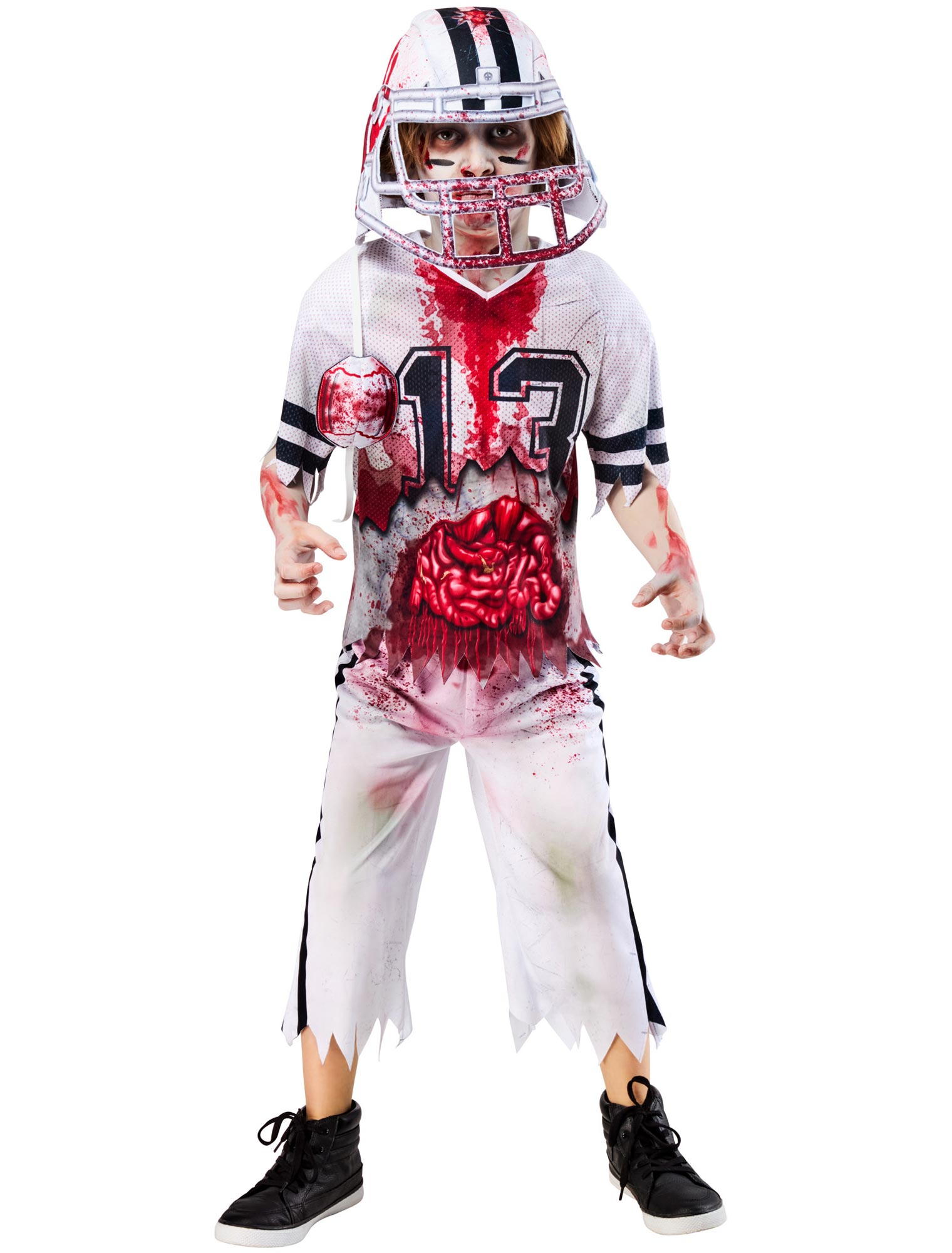 Kostüm Zombie Footballer 3-tlg. Kinder weiß/rot 146/152