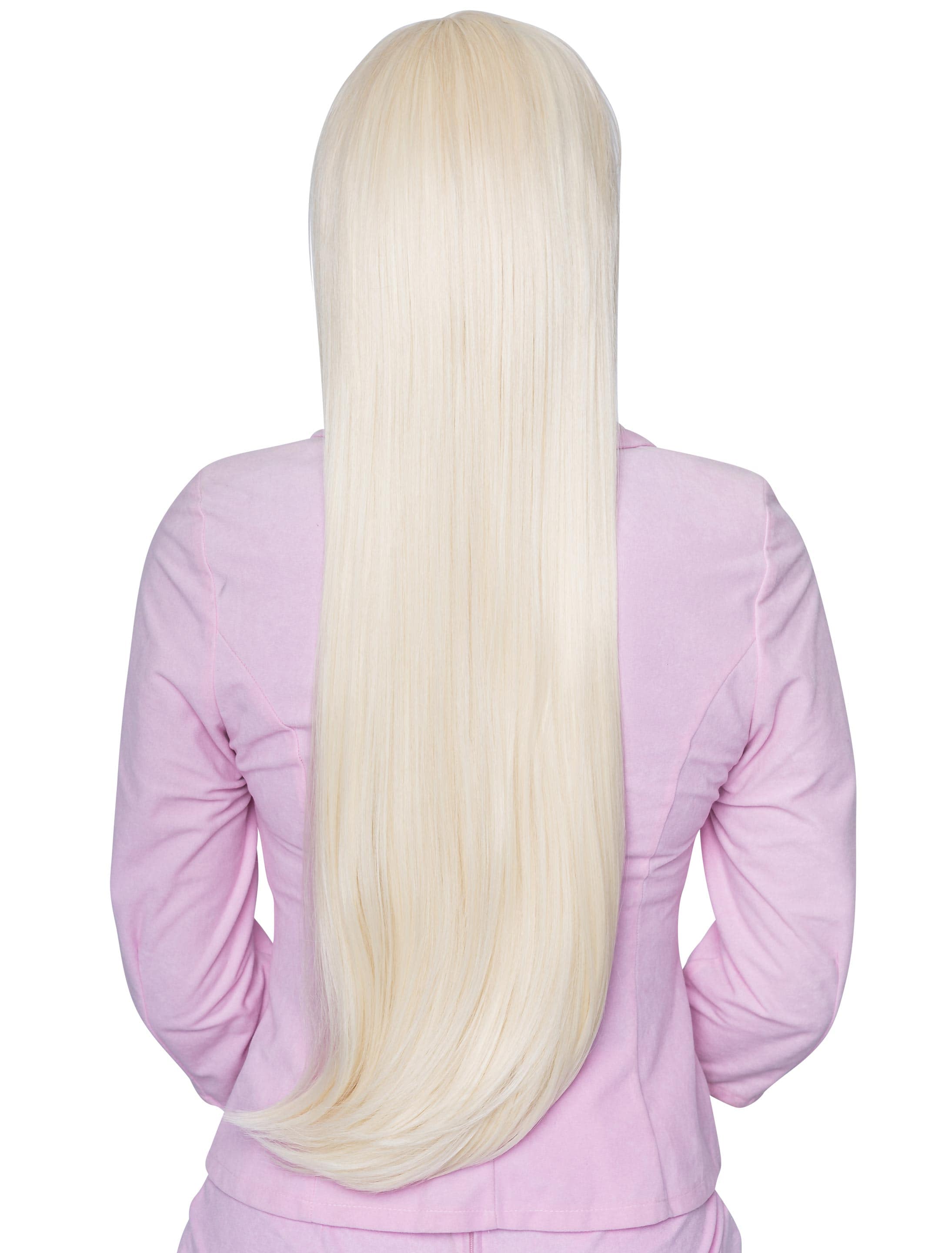 Perücke sehr lang glatt mit Pony hellblond Perücke sehr lang glatt mit Pony hellblond