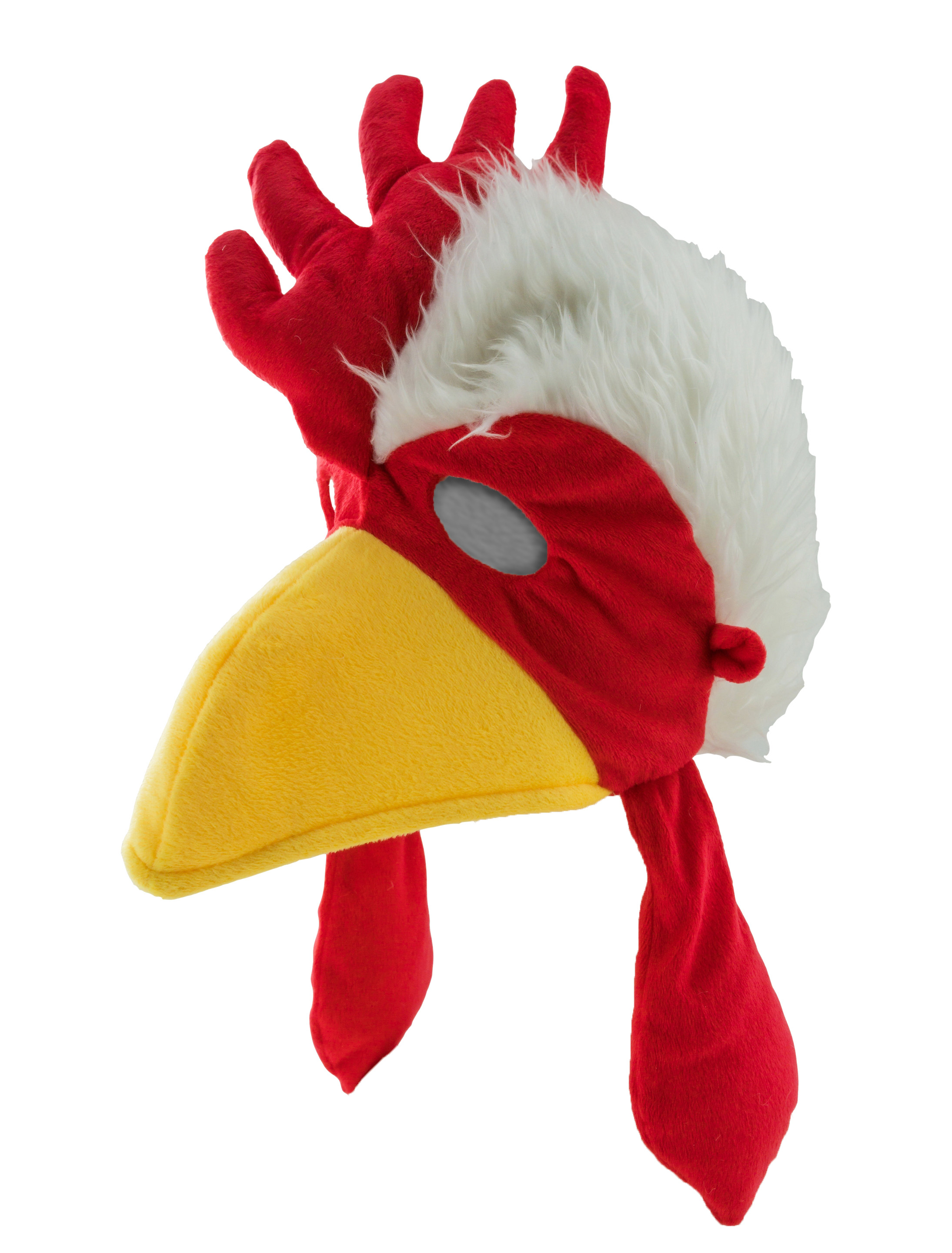 Mütze Hahn Plüsch gelb/weiß one size