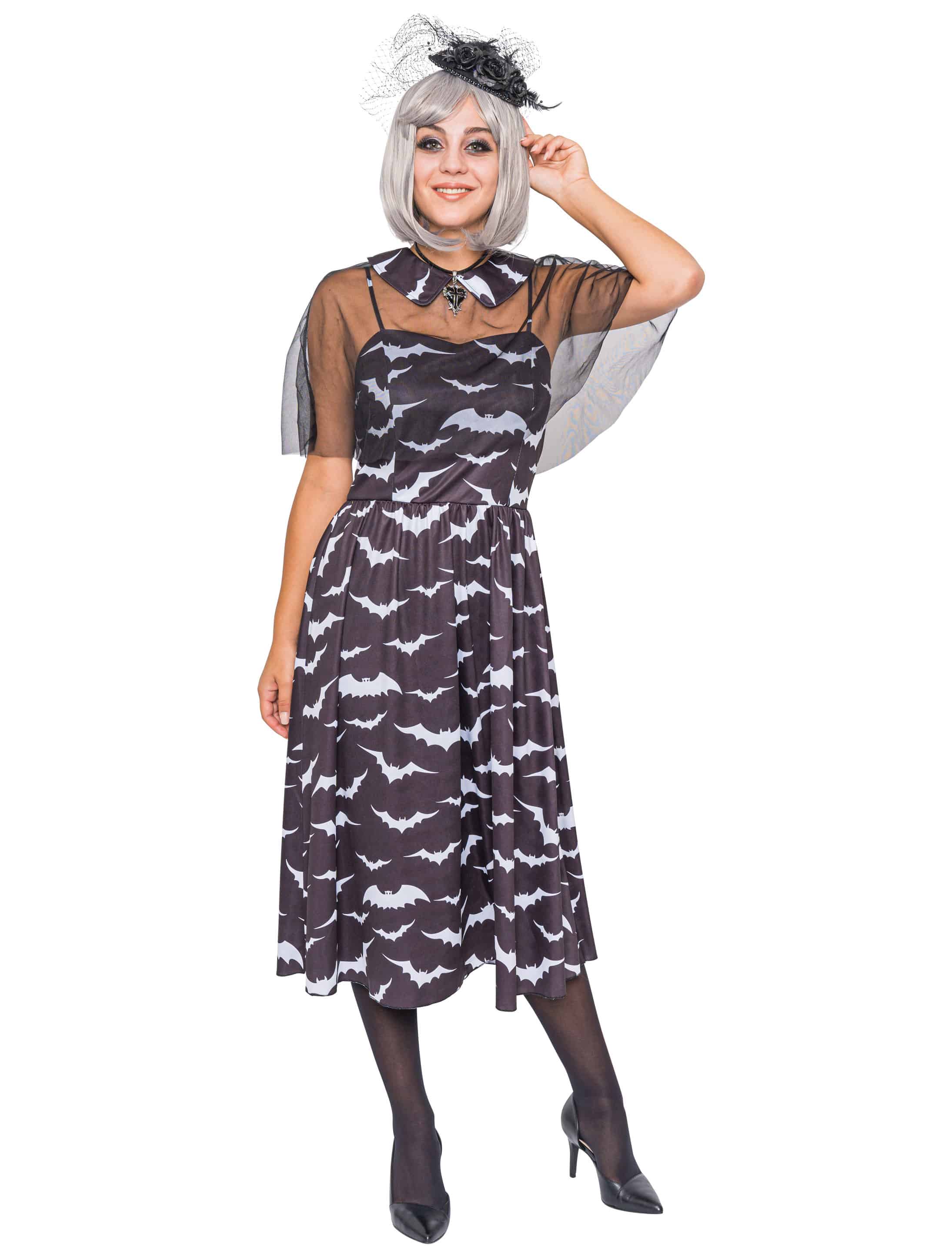 Kleid Fledermaus mit Cape schwarz XL