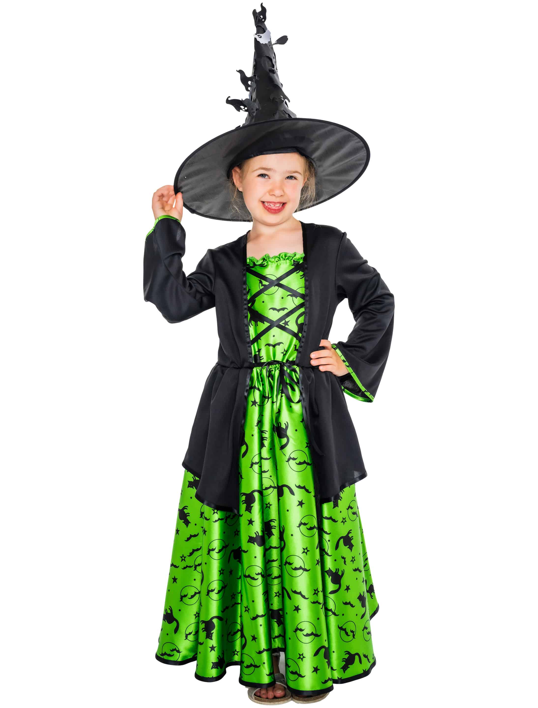 Kleid Hexe Kinder schwarz/grün 128
