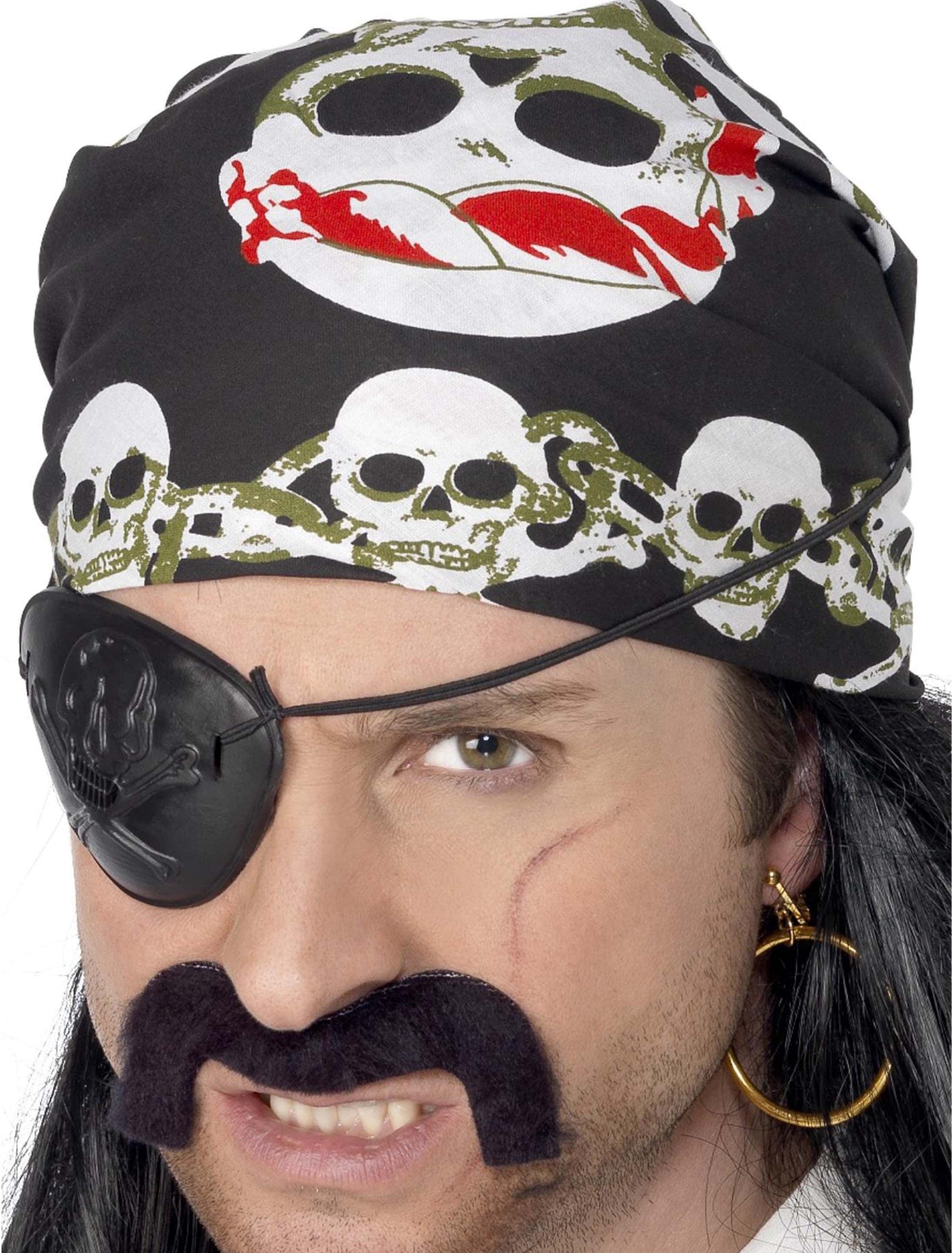 Bandana Pirat  schwarz/weiß/rot