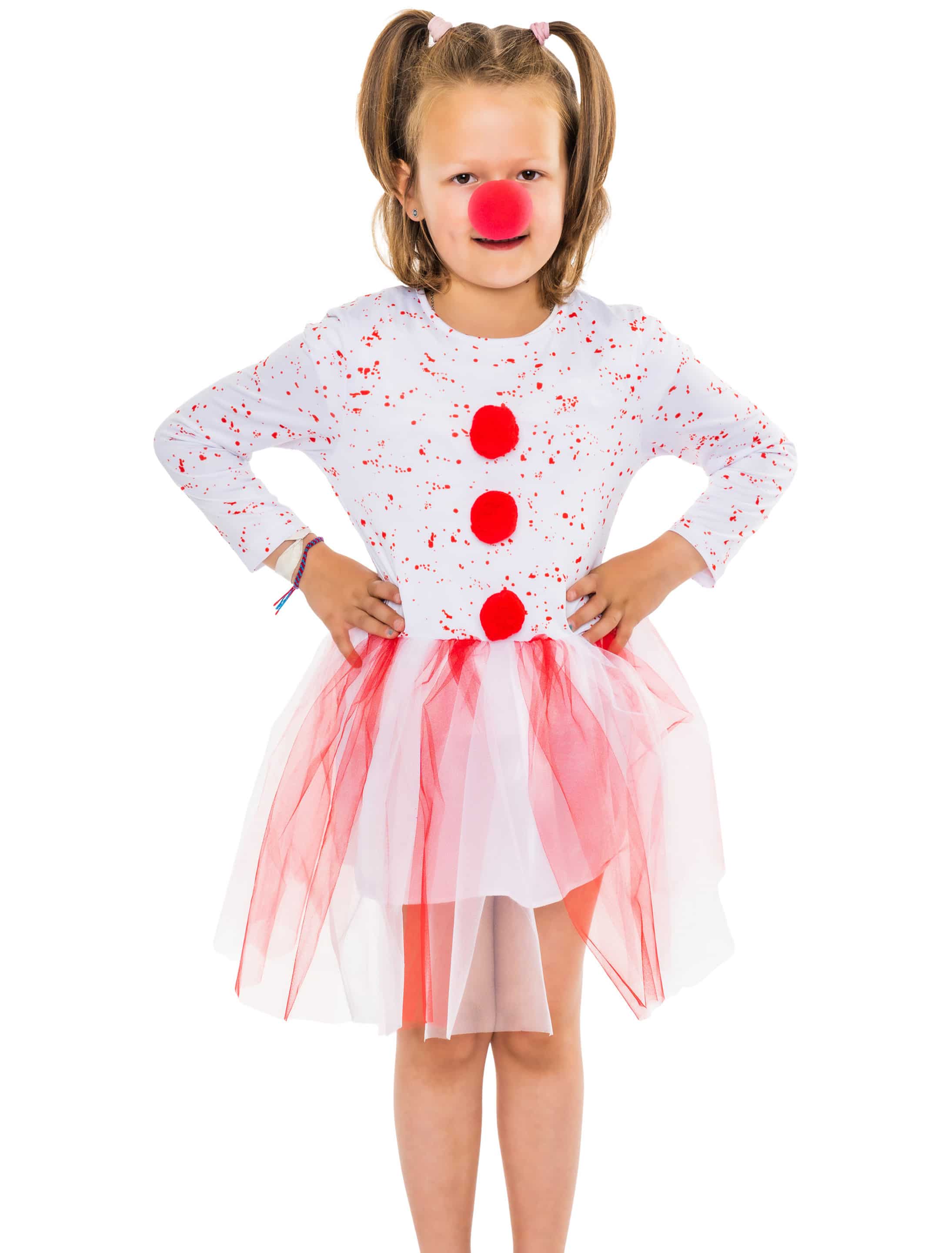Kleid Clown Kinder rot/weiß 152