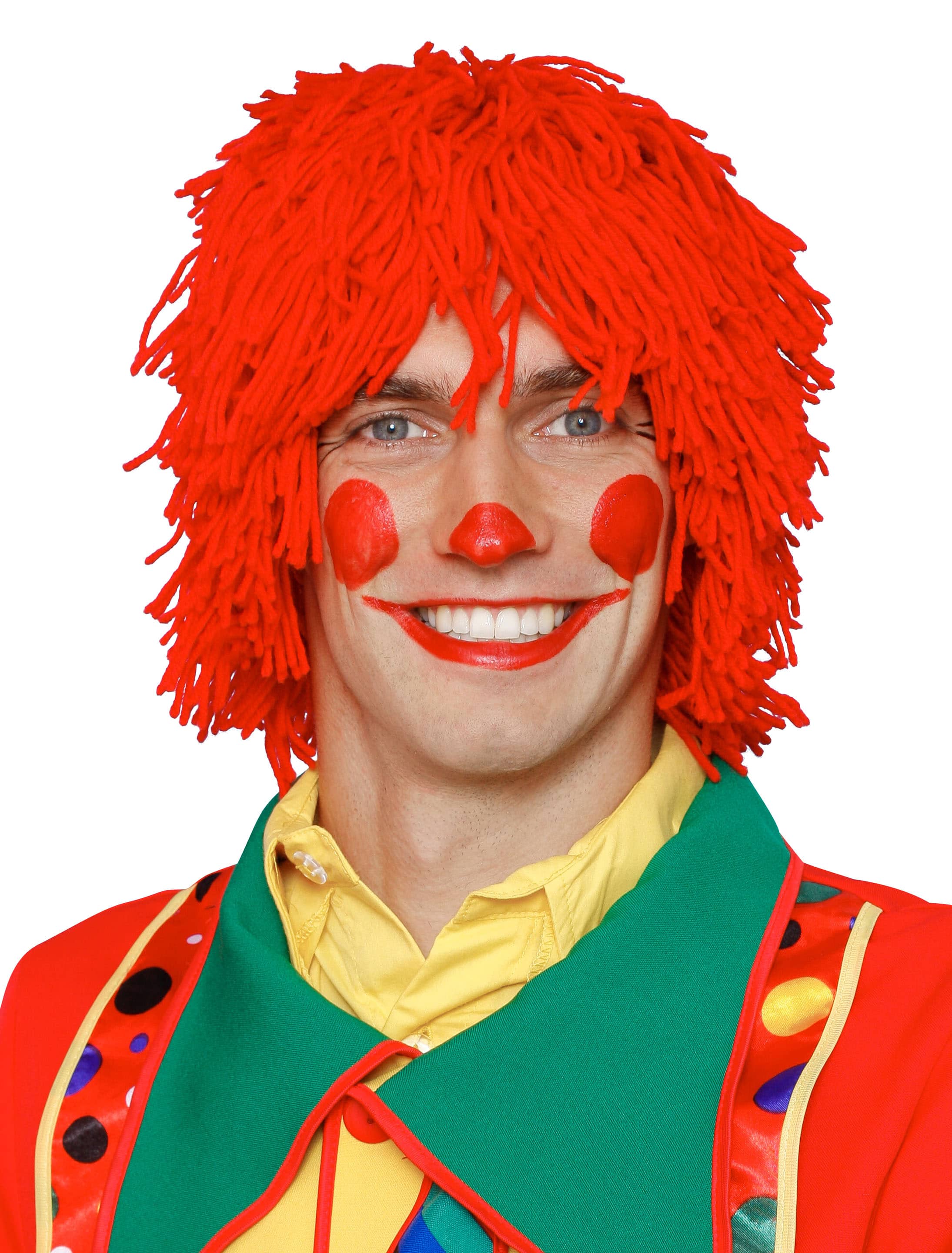 Perücke Clown Wolle rot