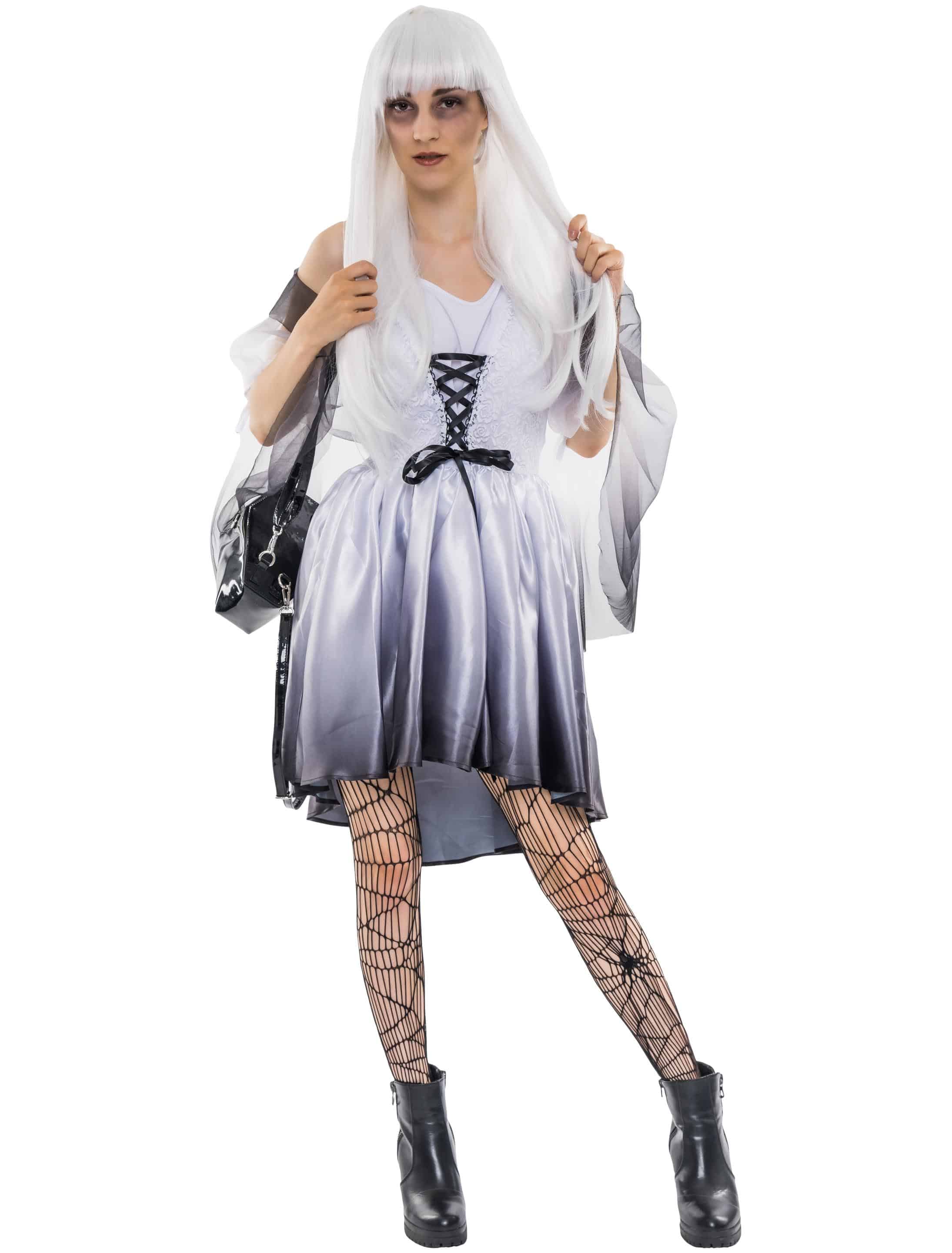 Kleid Engel Damen 3-tlg. schwarz/weiß L-XL