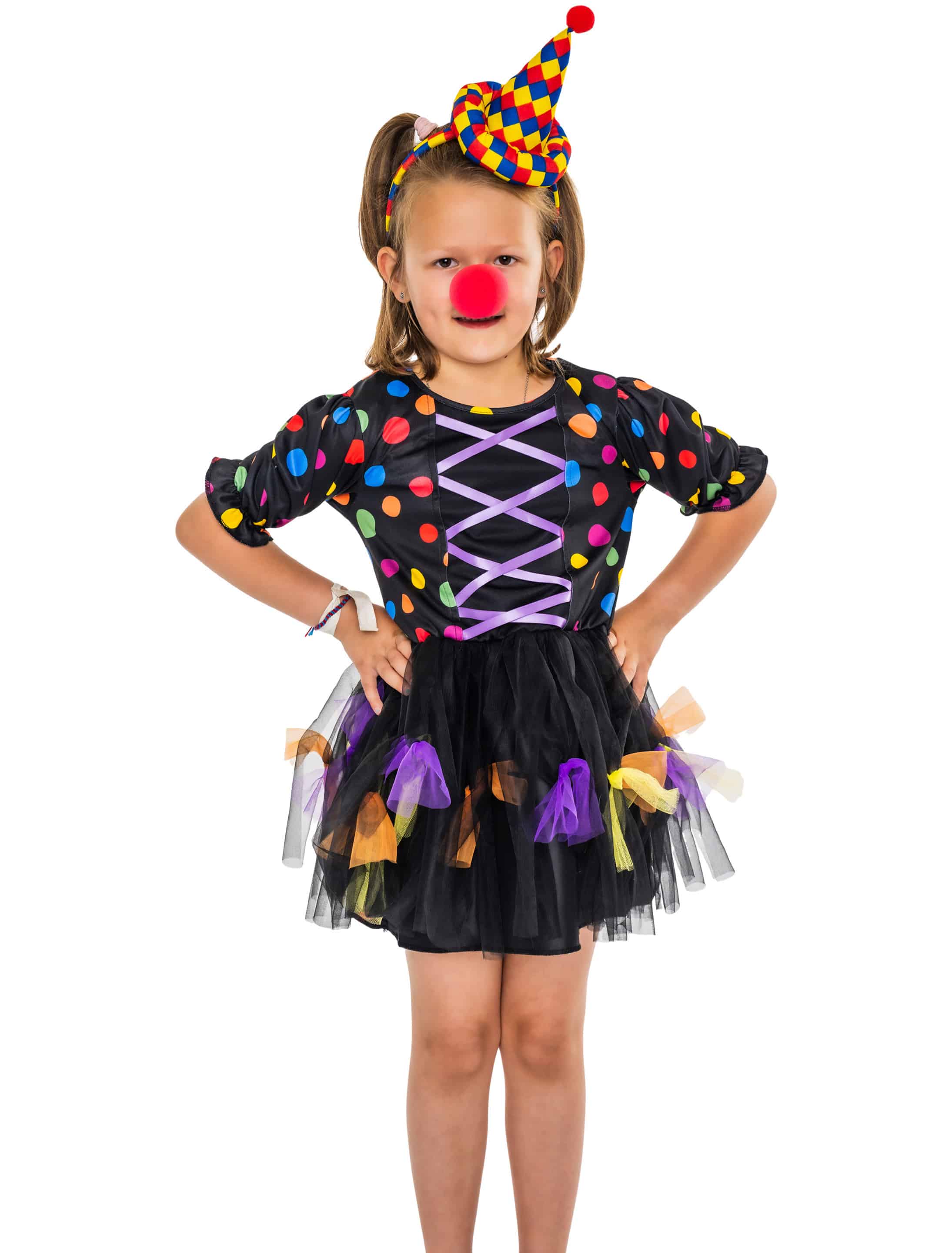 Kleid Hexe Kinder mit Punkten bunt schwarz 104