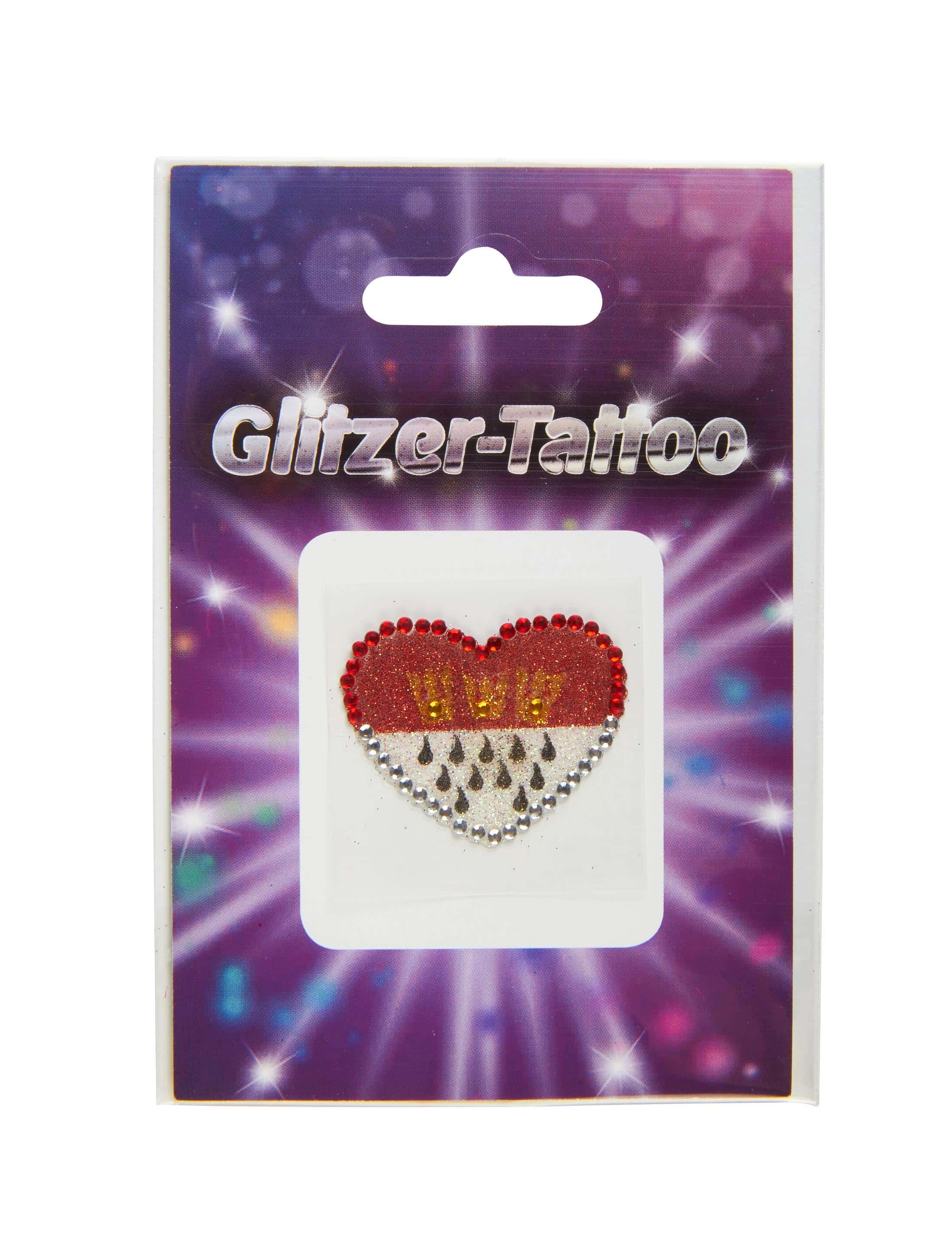 Glitzer-Tattoo Köln Herz mit Strass