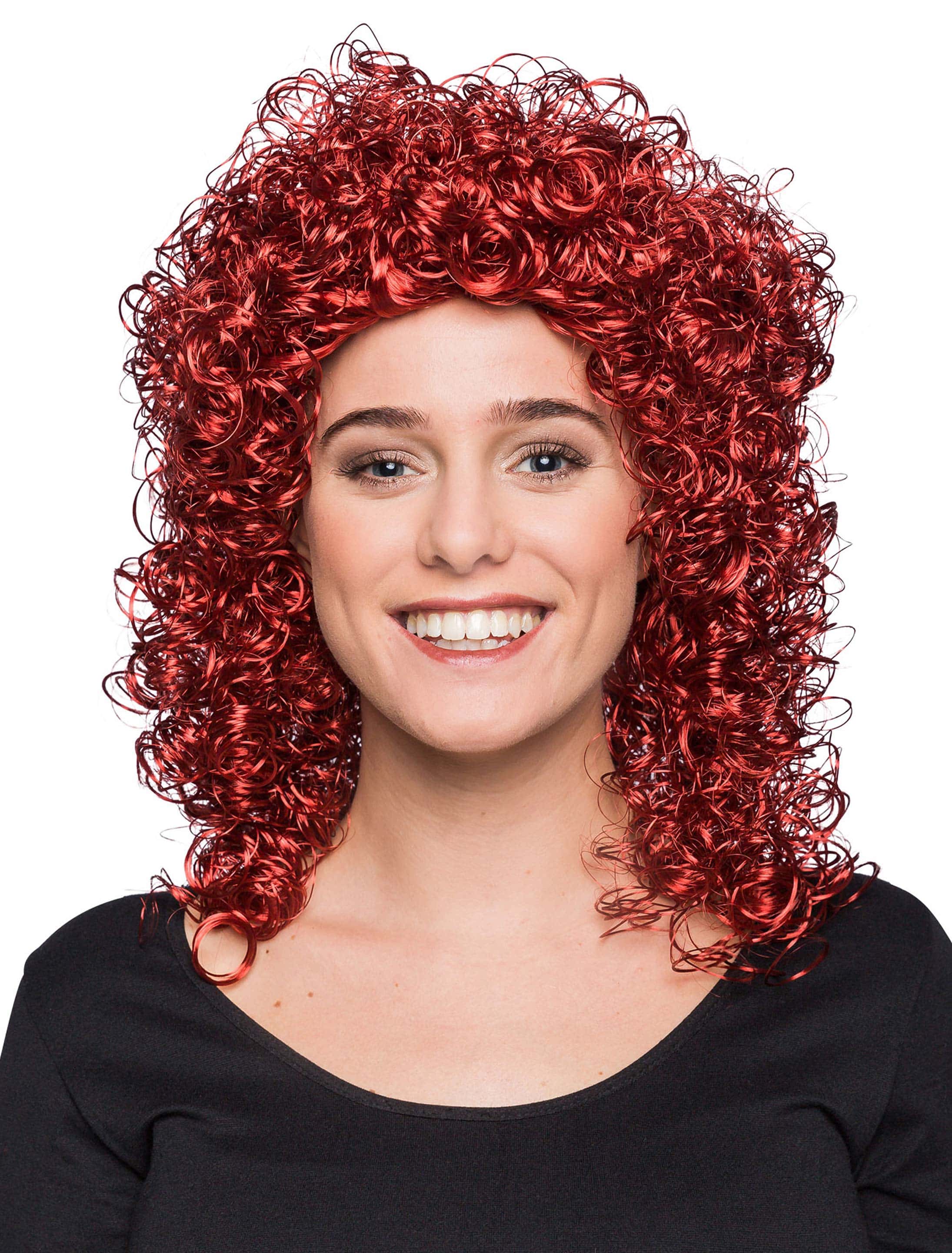 Perücke mittellang wilde Locken rot