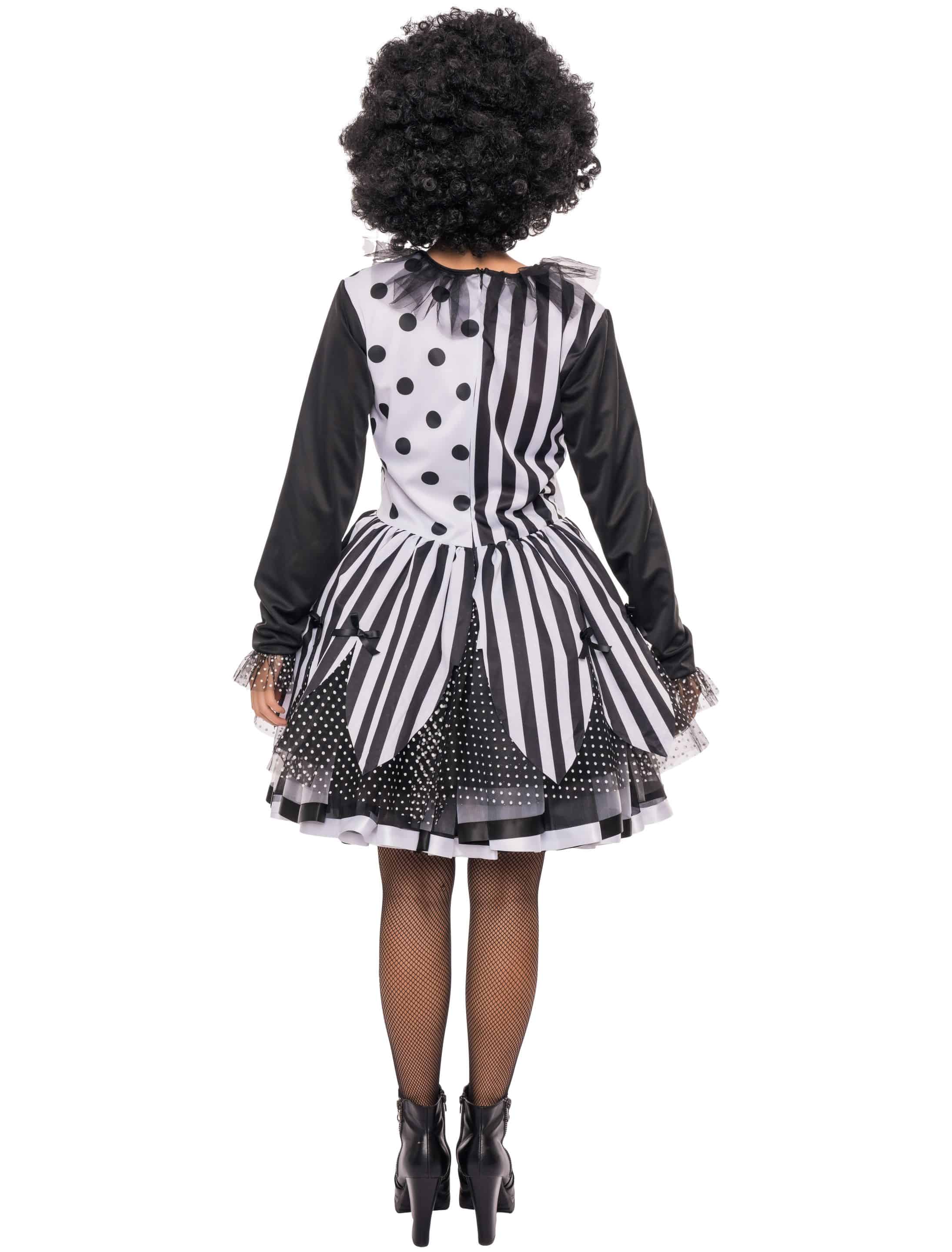 Kleid Clown Damen schwarz/weiß S/M