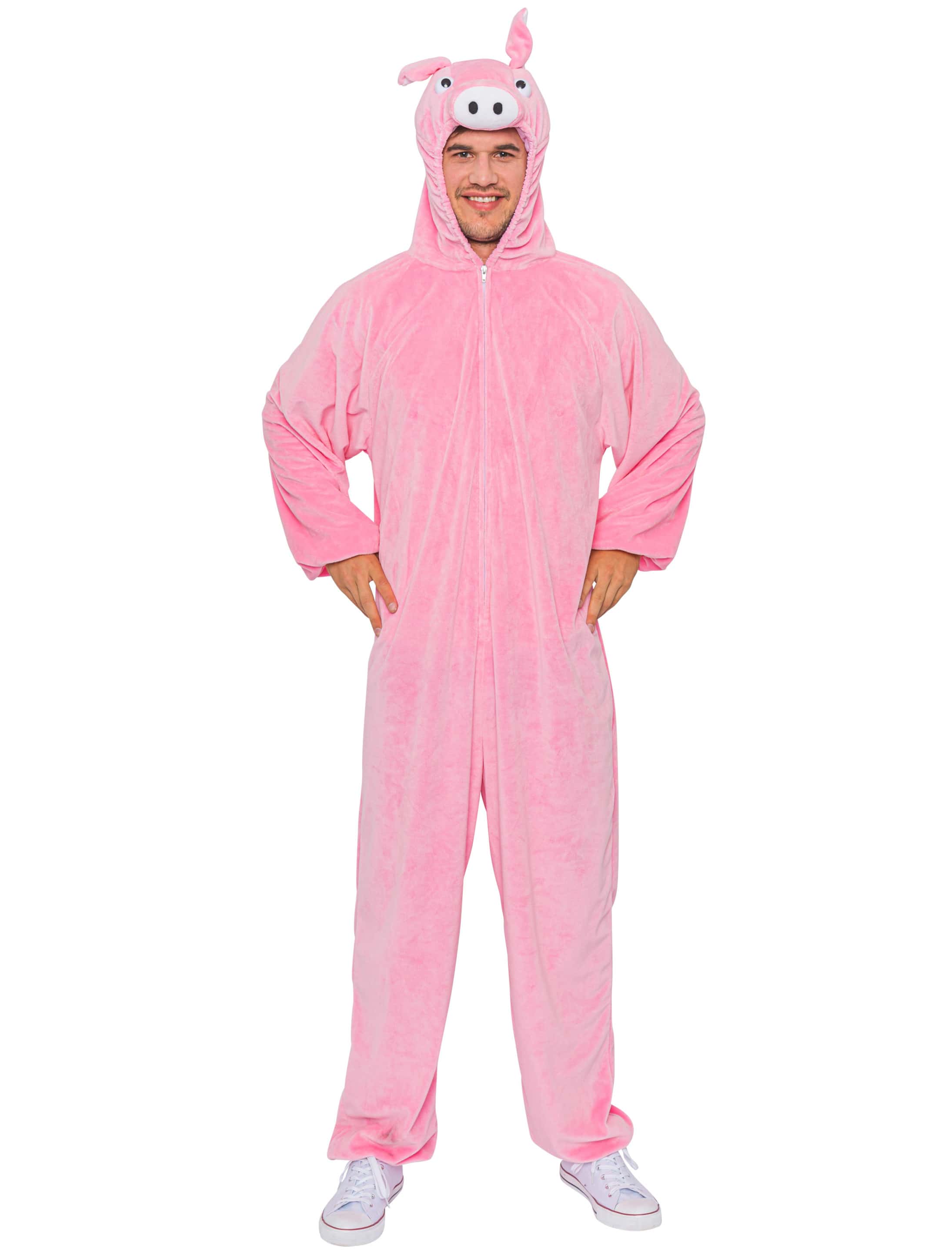 Overall Plüsch Schwein Herren pink 56-58