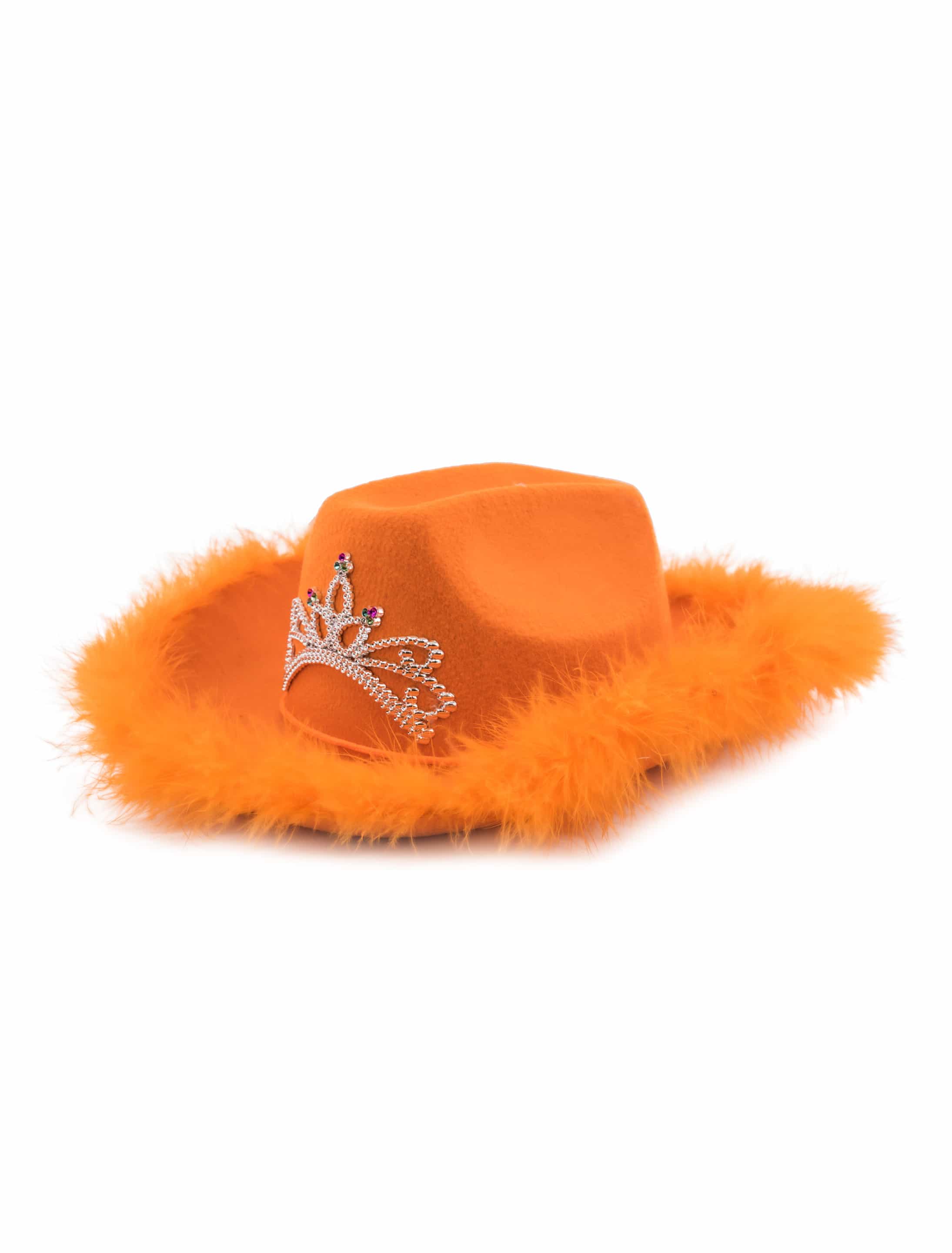 Cowgirlhut mit Marabu orange one size