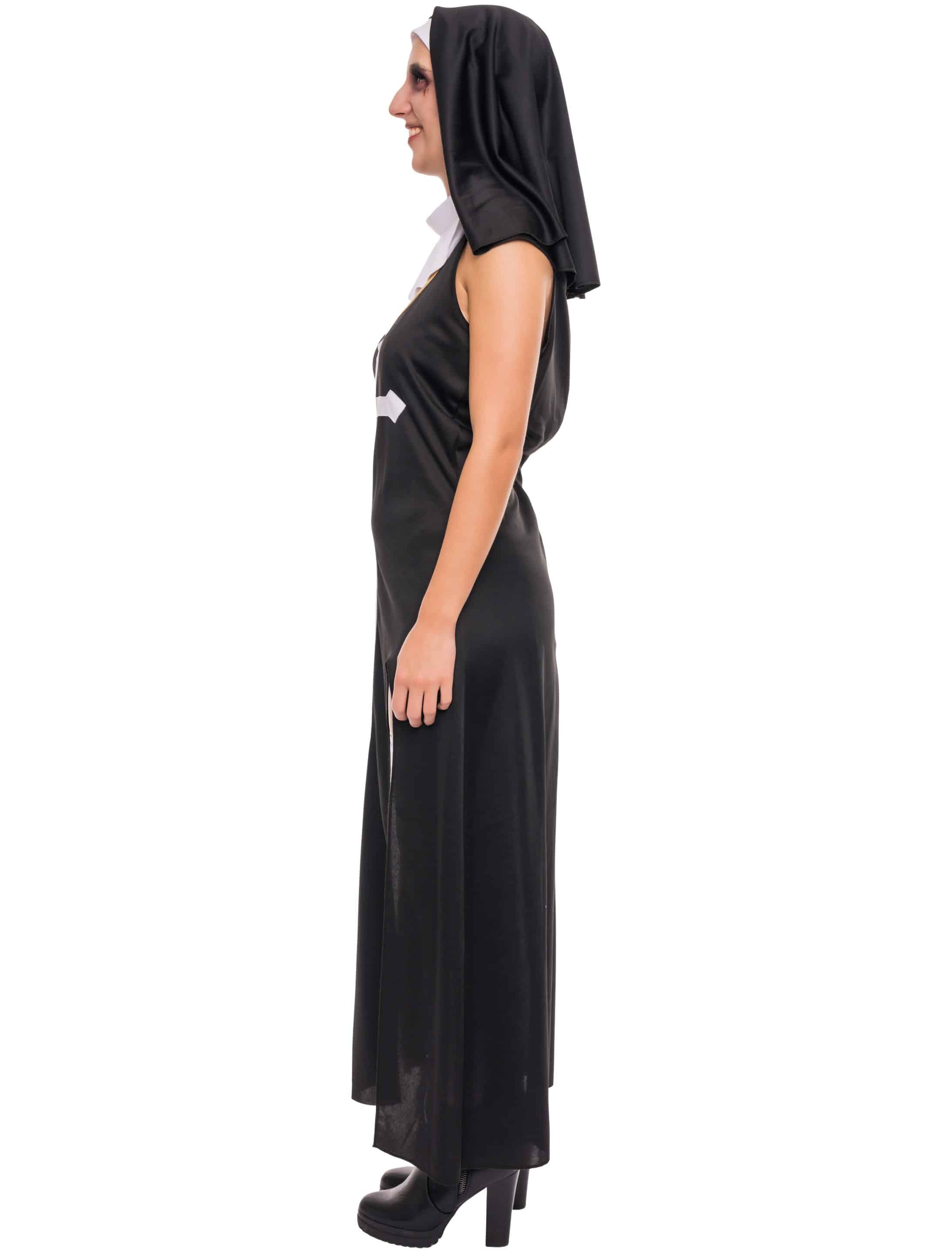 Kleid Nonne sexy Damen schwarz 2XL