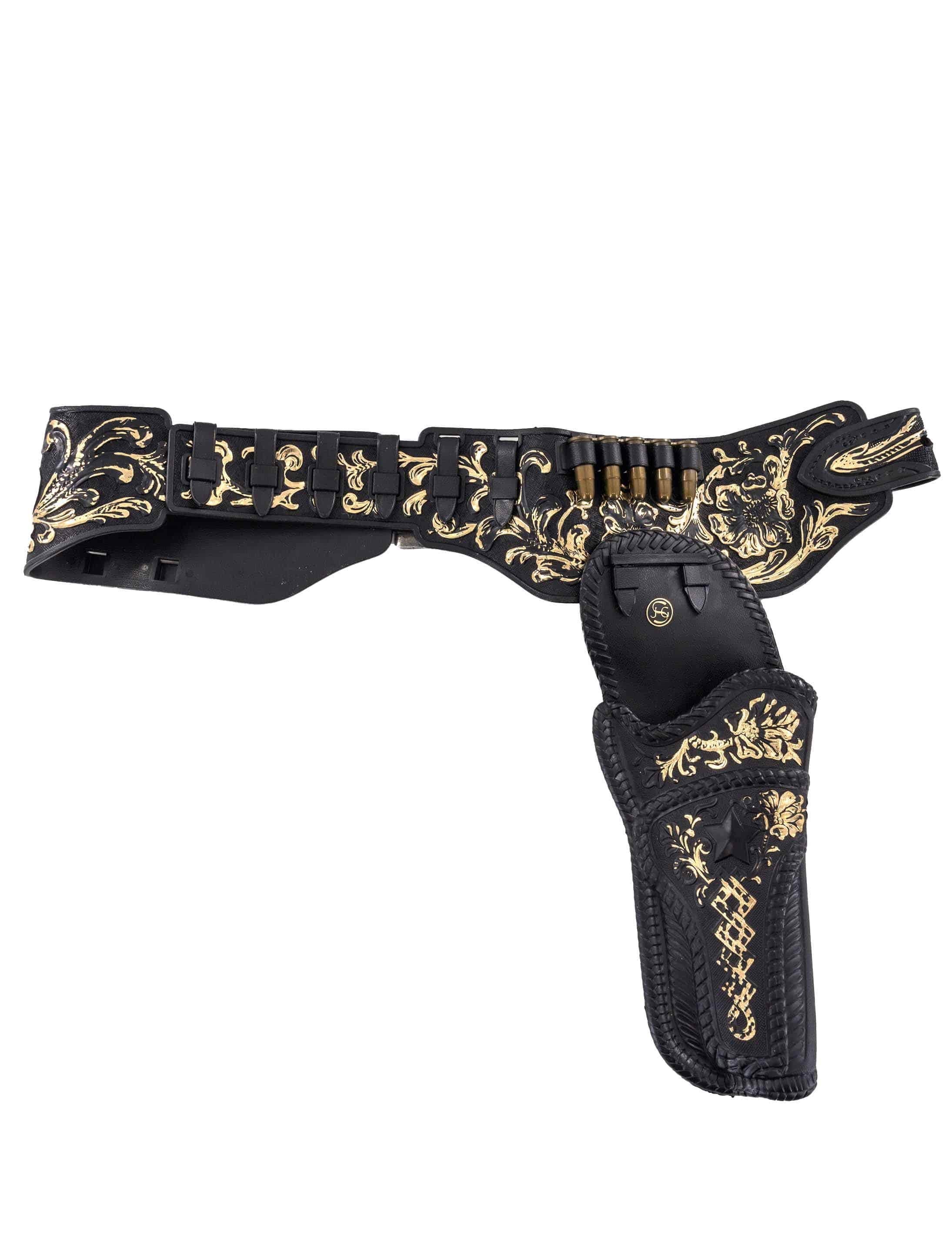 Coltgürtel 1 Holster schwarz/gold