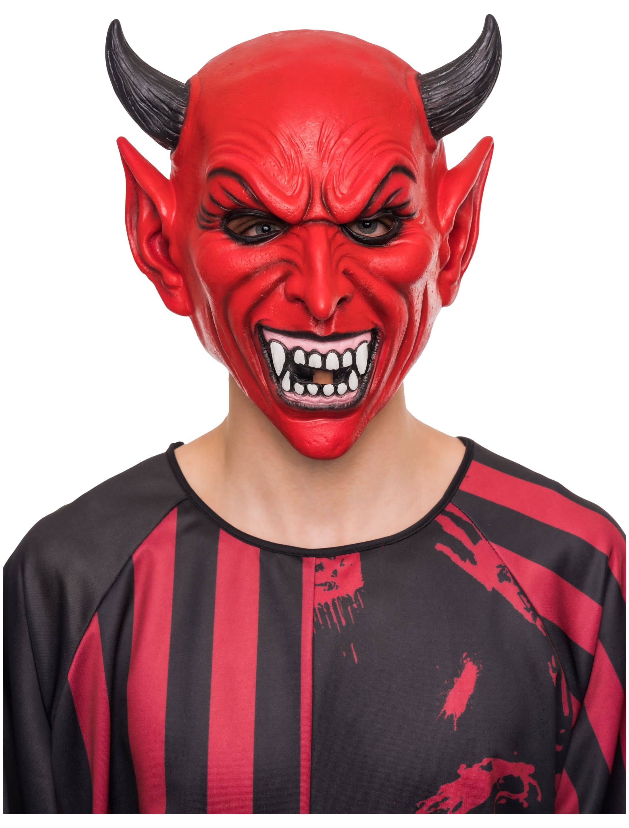 Latexmaske Teufel schwarz/rot