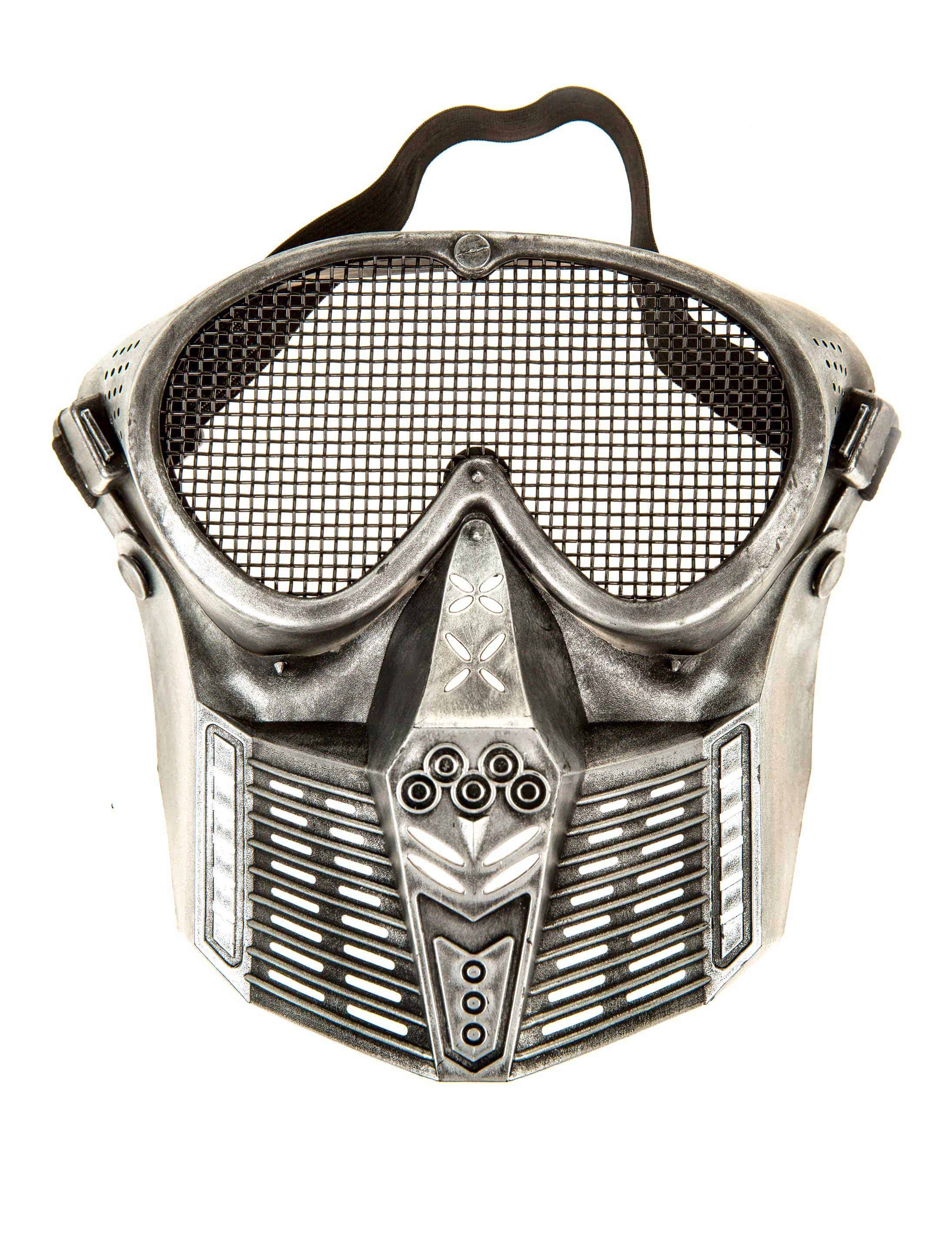 Maske Steampunk mit Netz silber