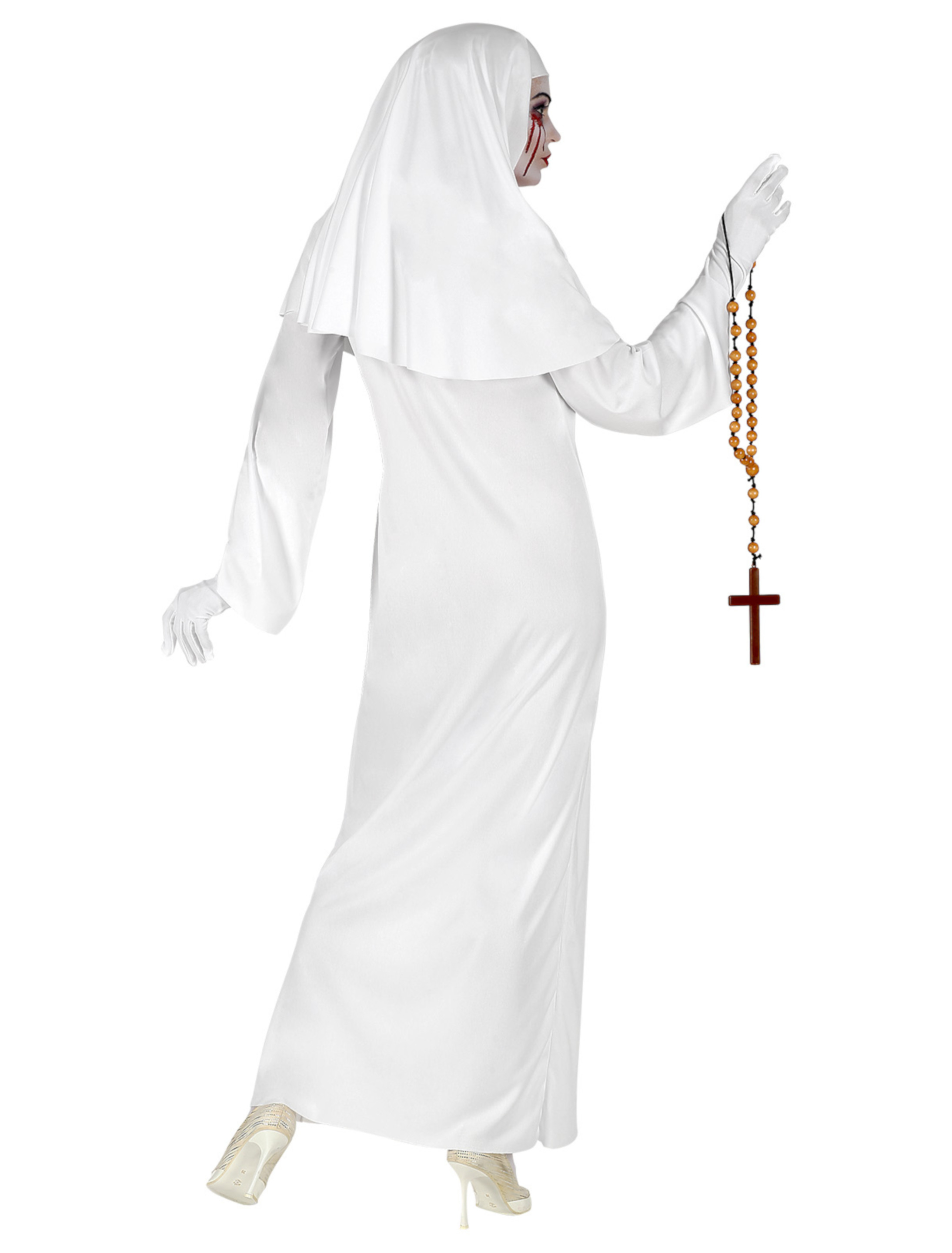 Kleid Nonne mit Haube 2-tlg. weiß M