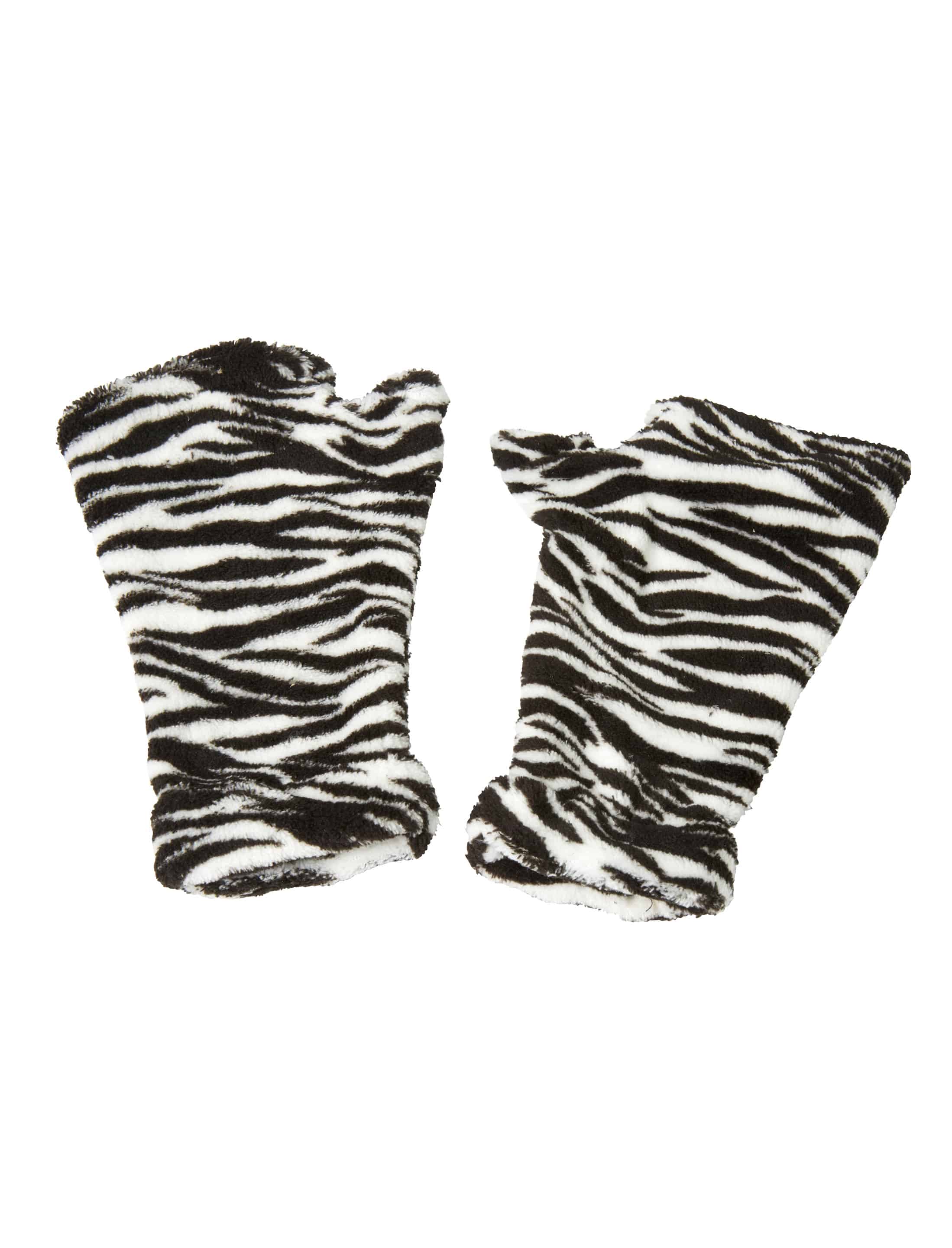 Handschuhe fingerlos Flausch Zebra