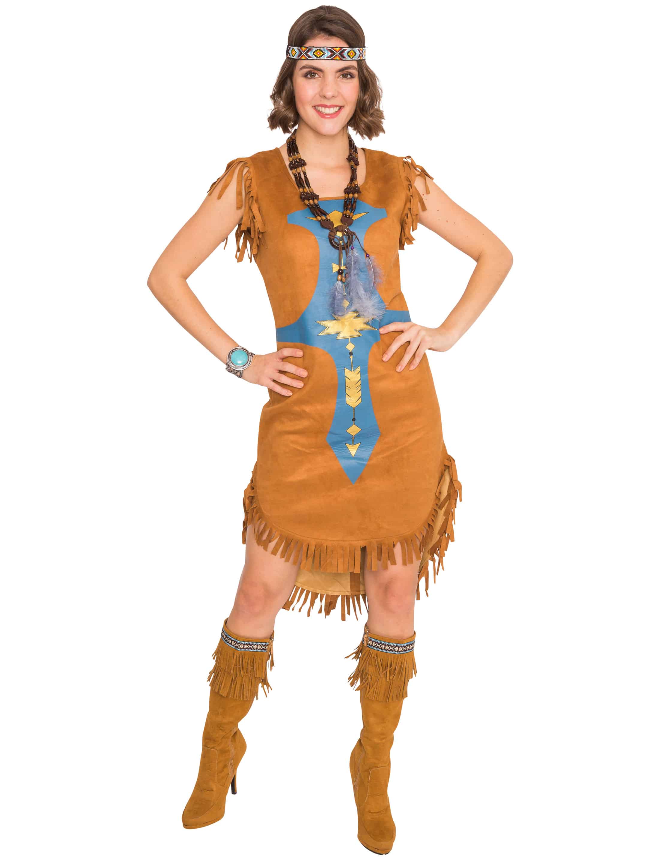 Kleid Indianerin Lakota braun XL