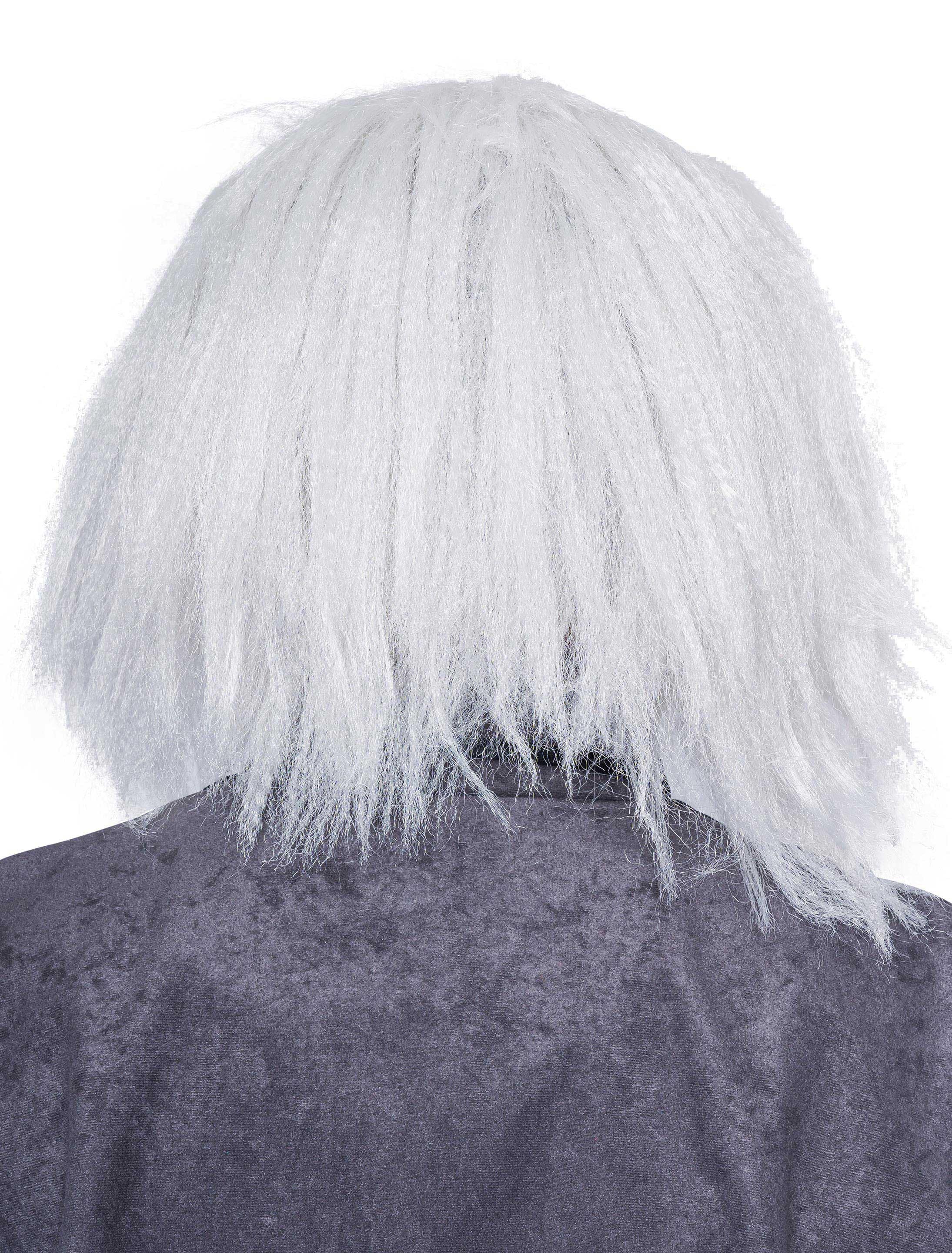 Perücke Halbglatze krause Haare weiß