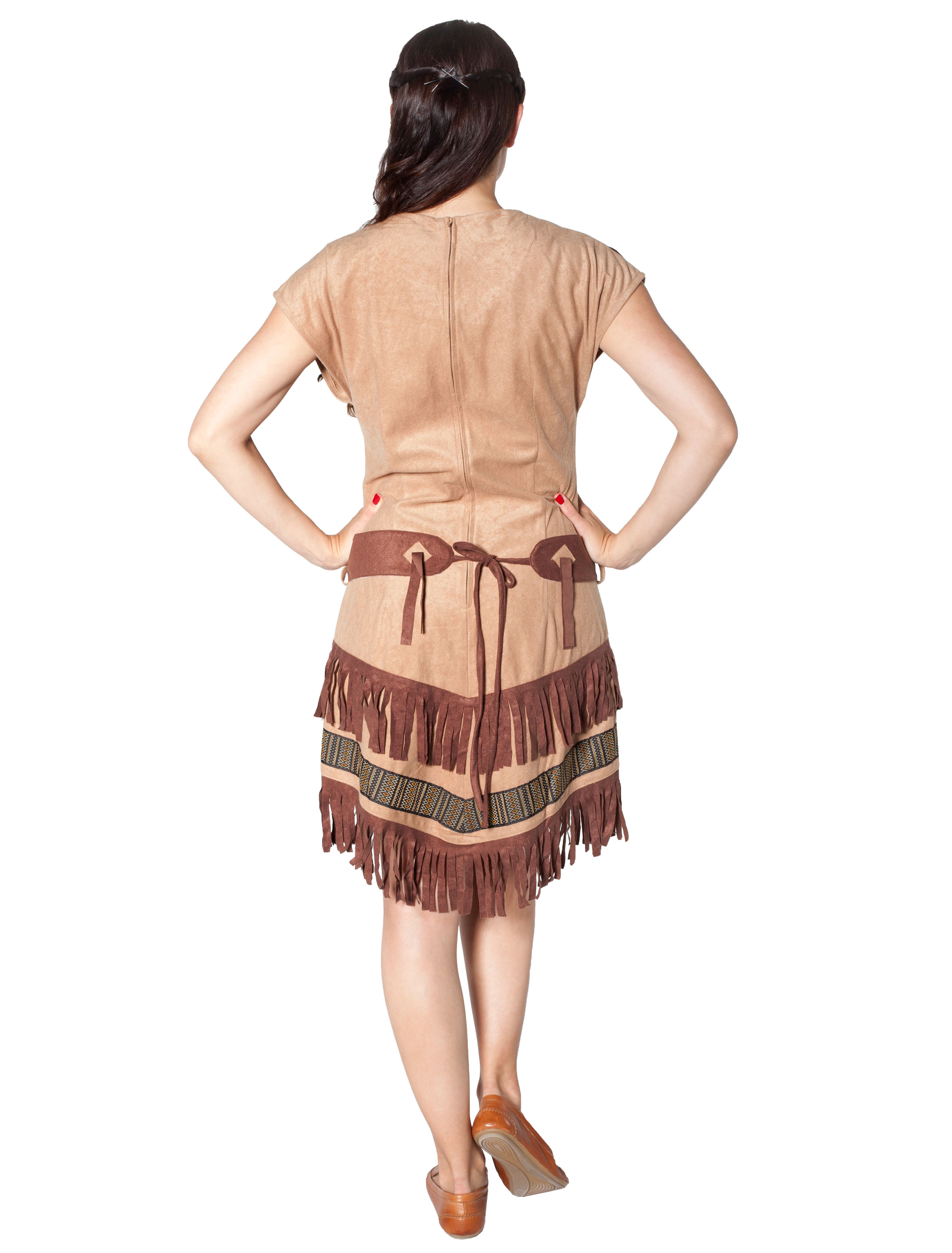 Kleid Indianerin mit Gürtel beige 50