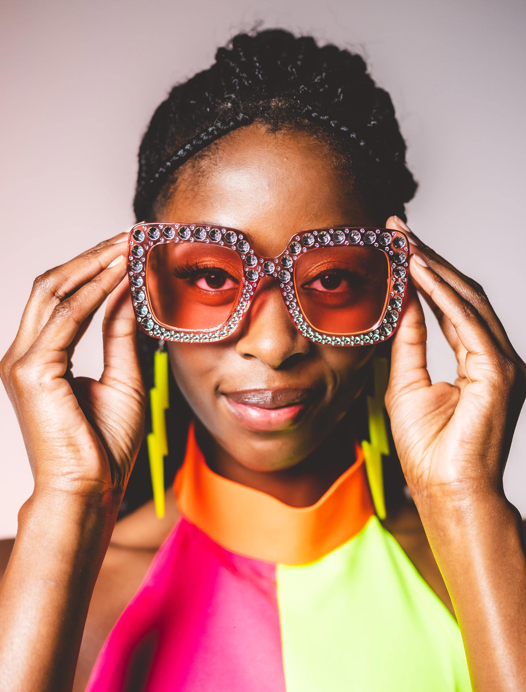 Brille eckig mit Strass braun