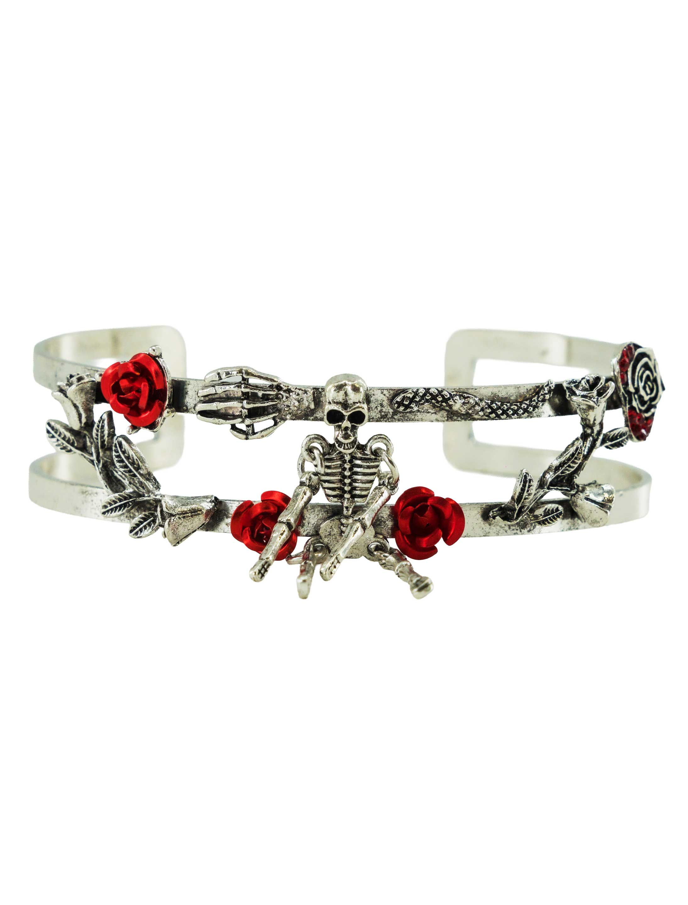 Armreif Skelett mit Blumen silber