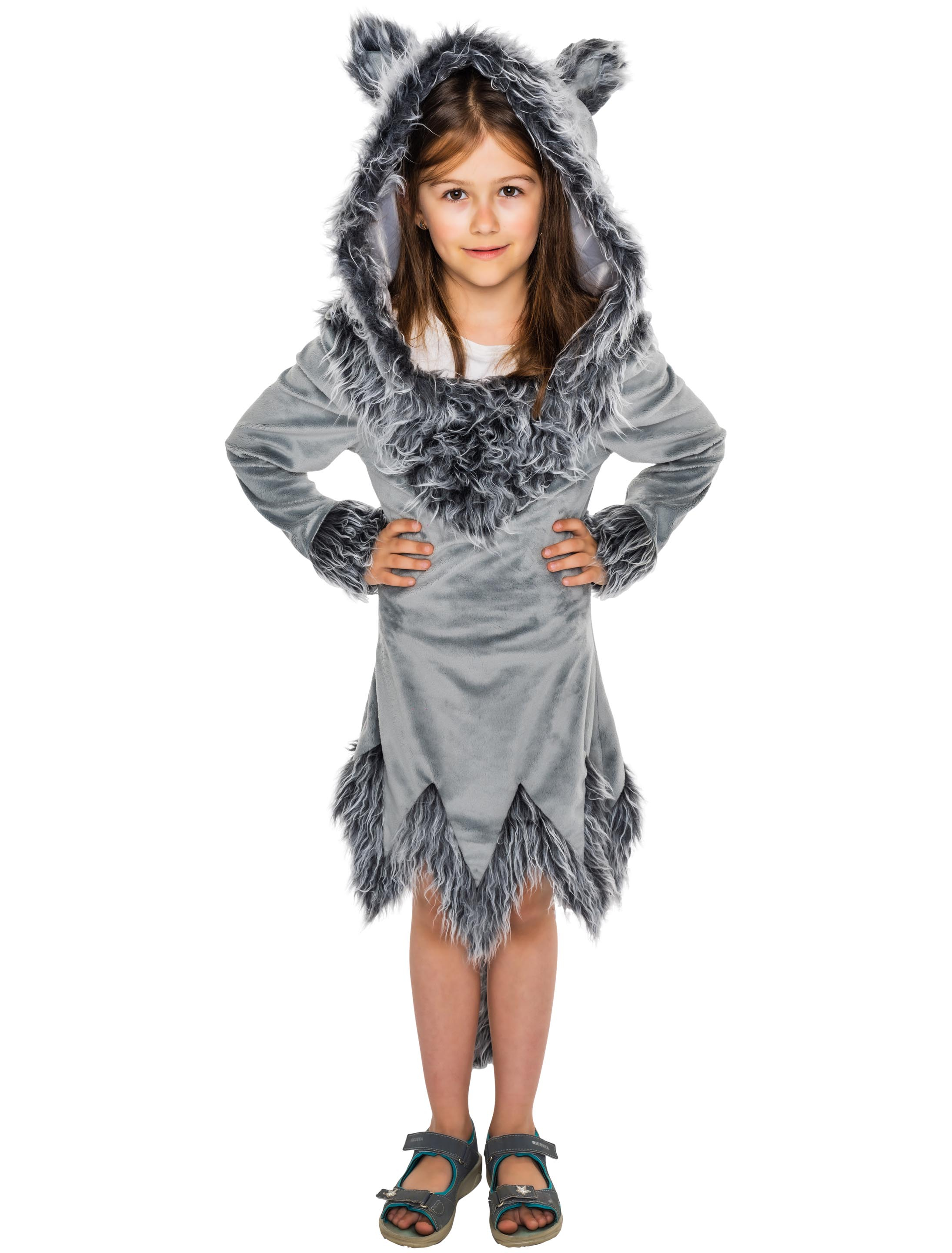Kleid Plüsch Wolf Kinder grau 152-164 Kleid Plüsch Wolf Kinder grau 152-164