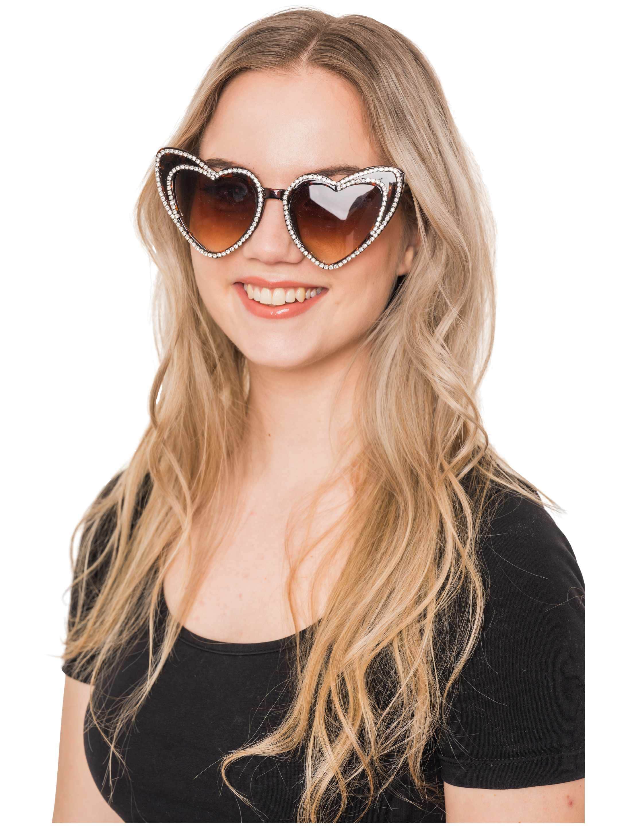 Brille Leoprint mit Strass braun