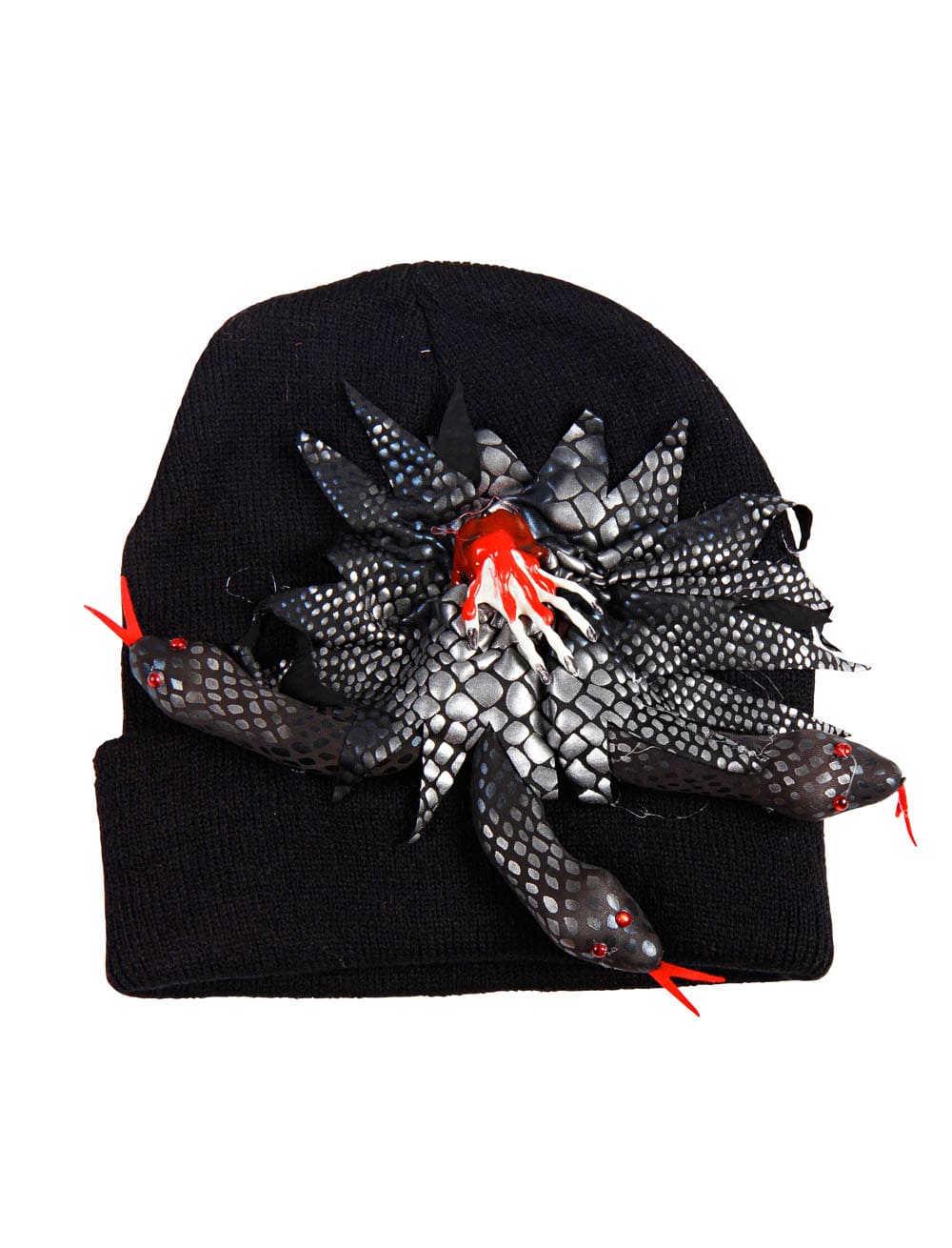 Strickmütze mit Schlangen schwarz
