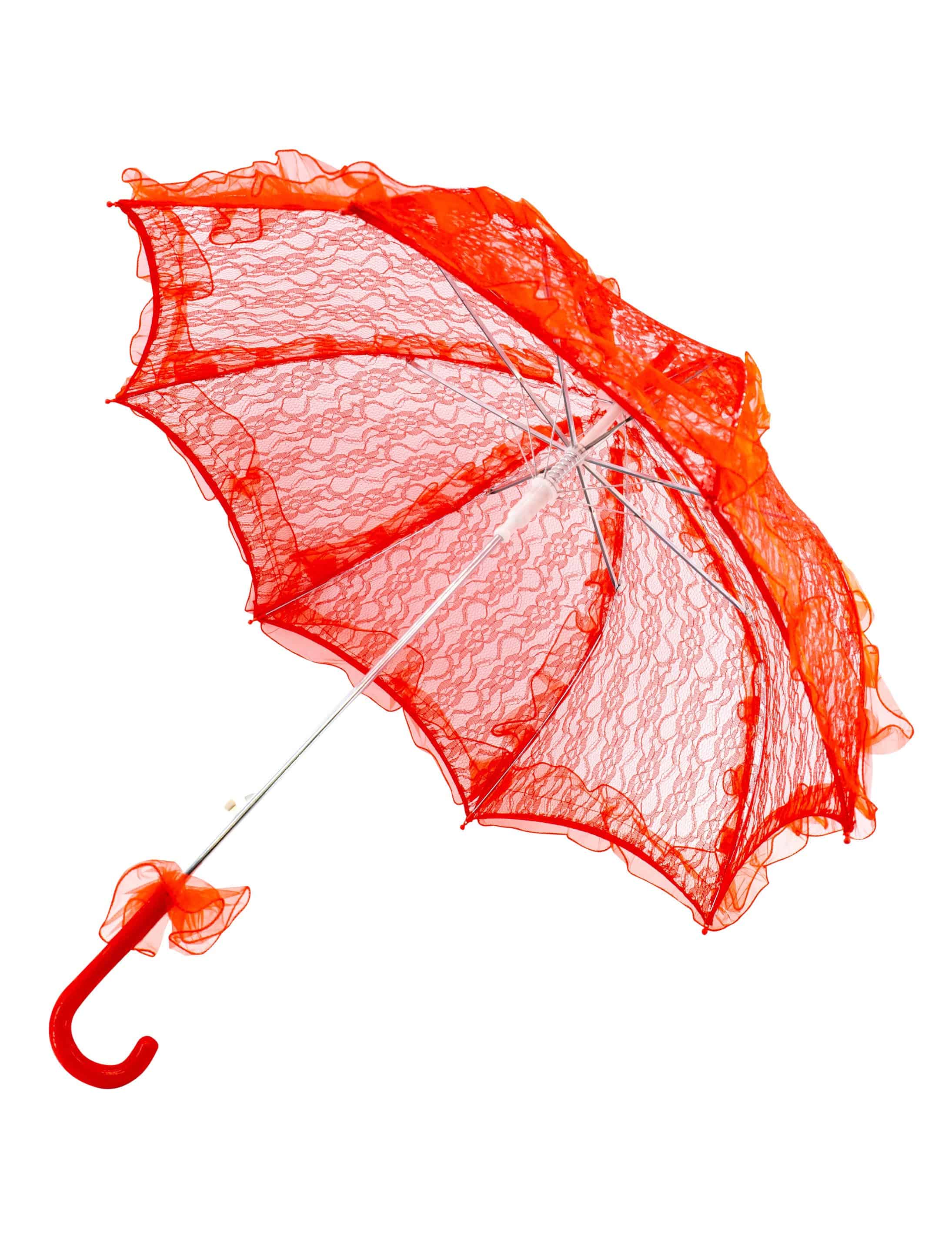 Schirm mit Spitze 76cm rot