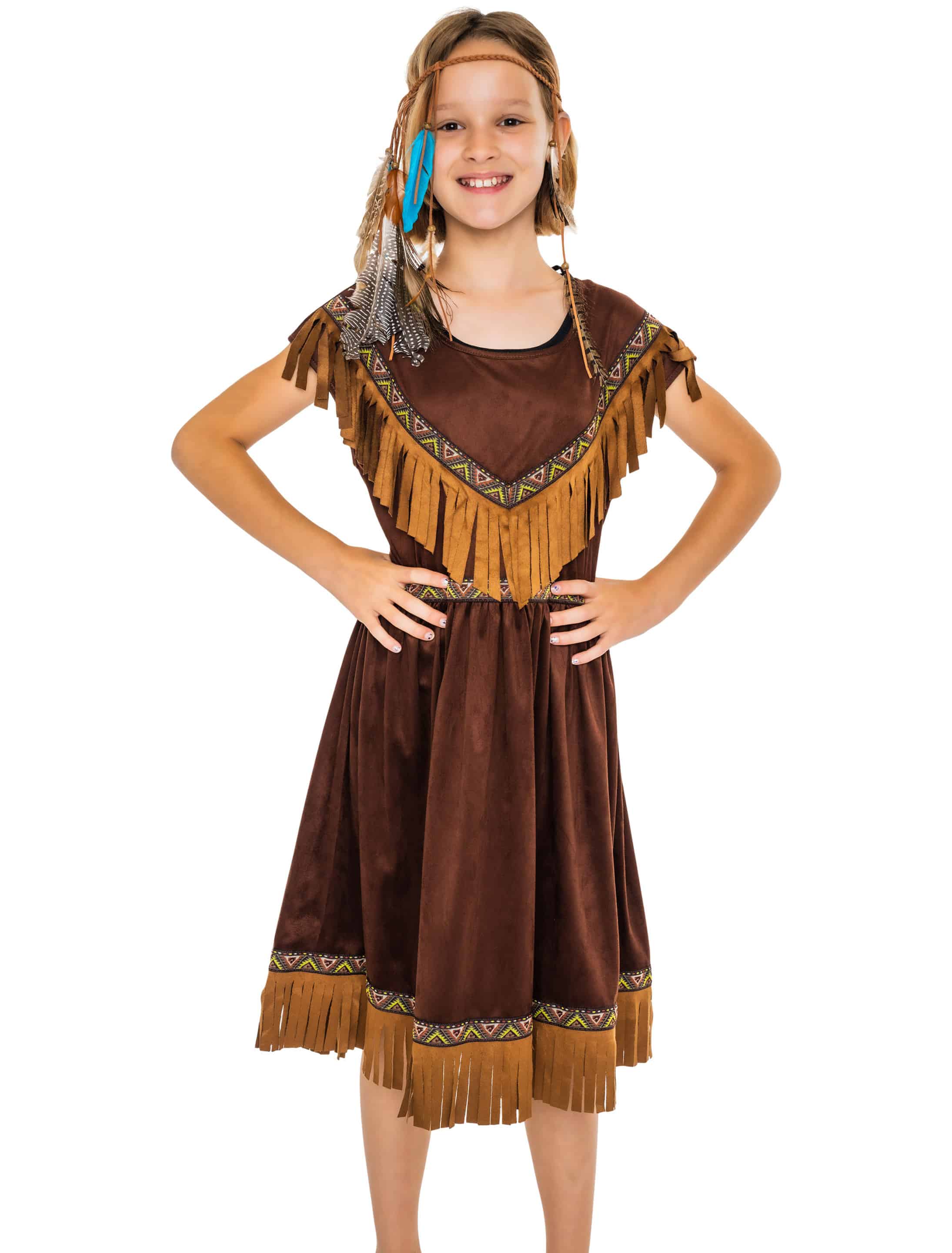 Kleid Indianerin Tahki Kinder Mädchen braun 140