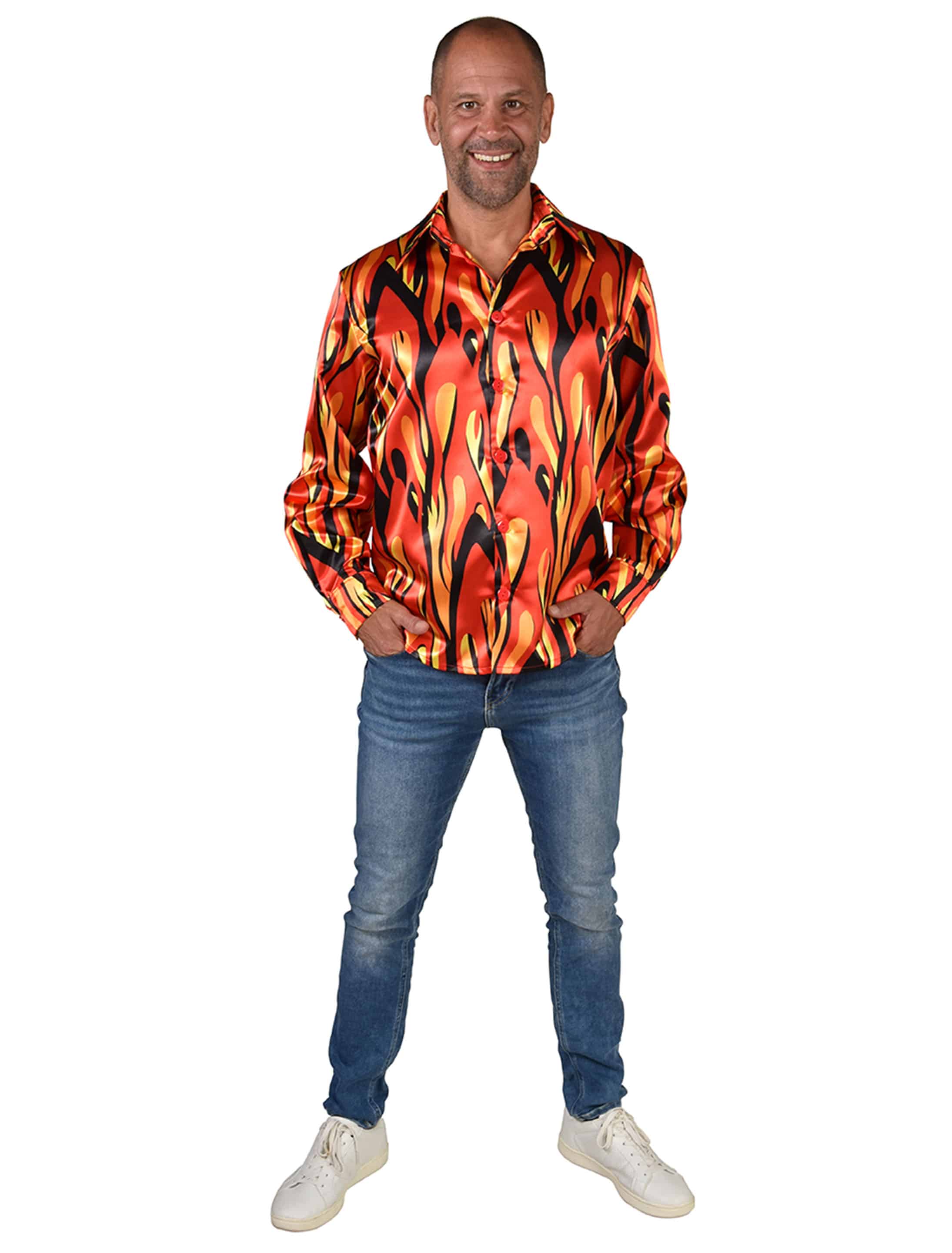 Hemd Flammen Herren bunt S/M