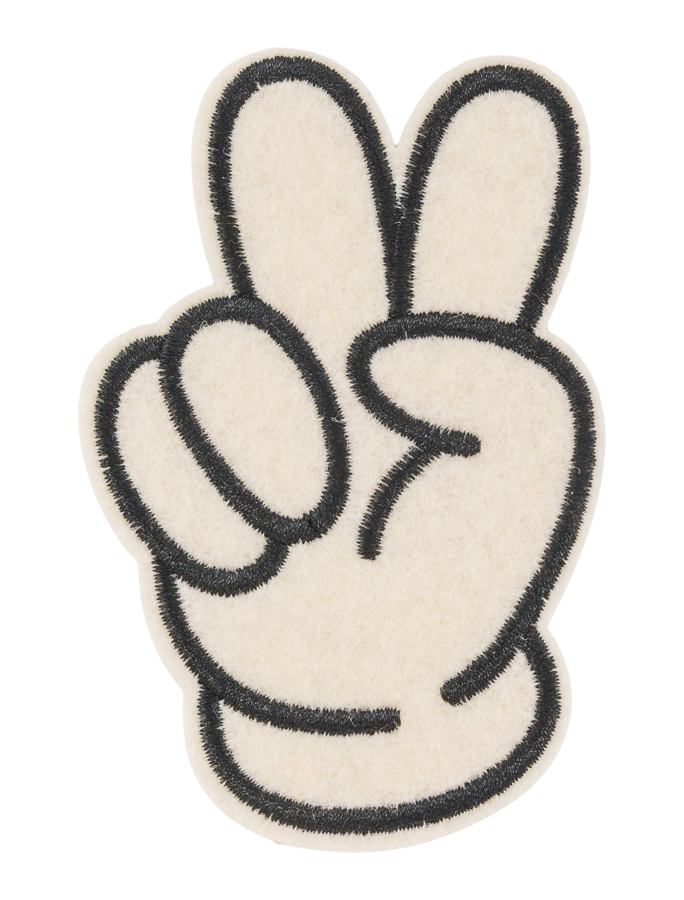 Bügelpatch Peace Hand 9cm schwarz/weiß