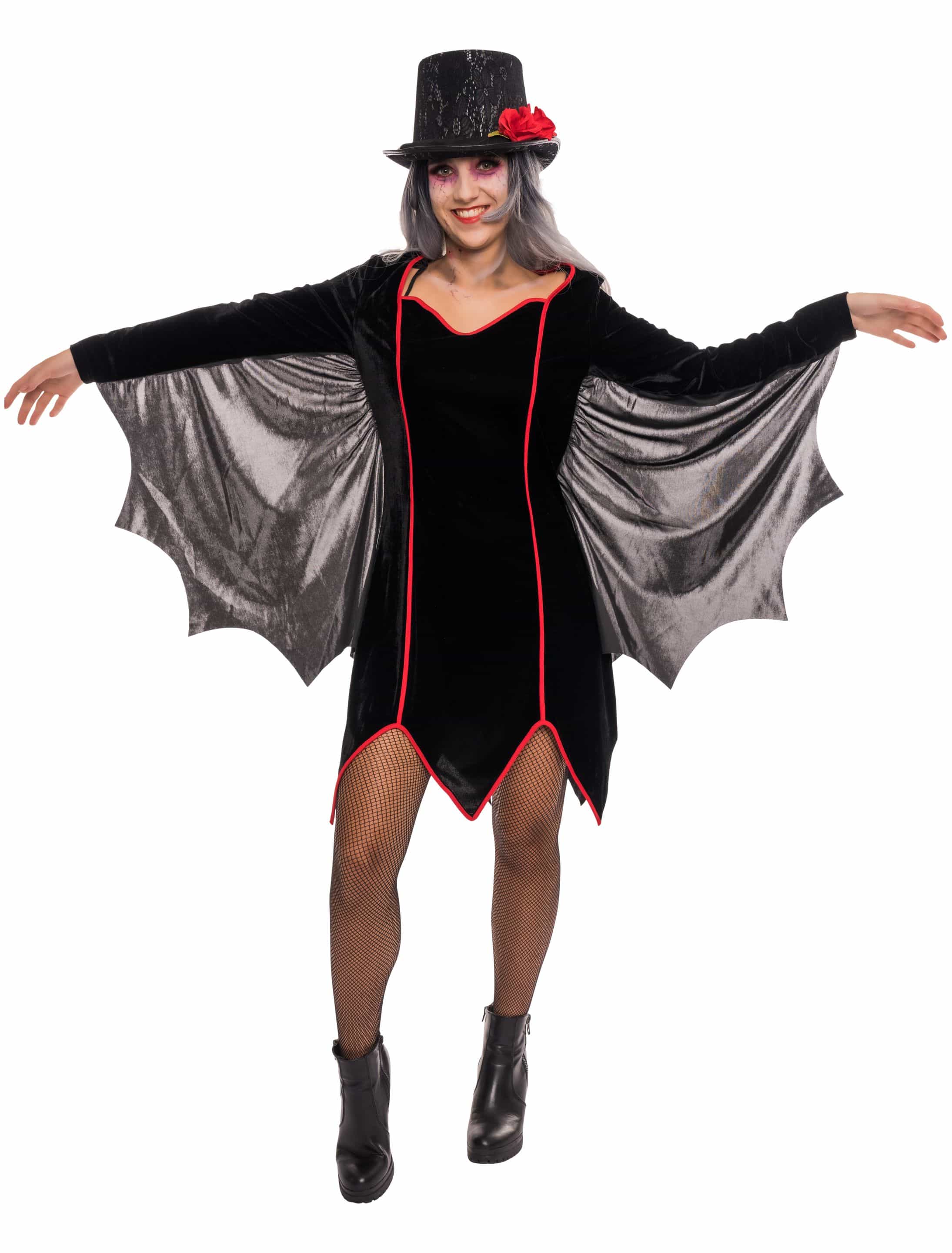 Kleid Fledermaus Damen Damen schwarz L/XL