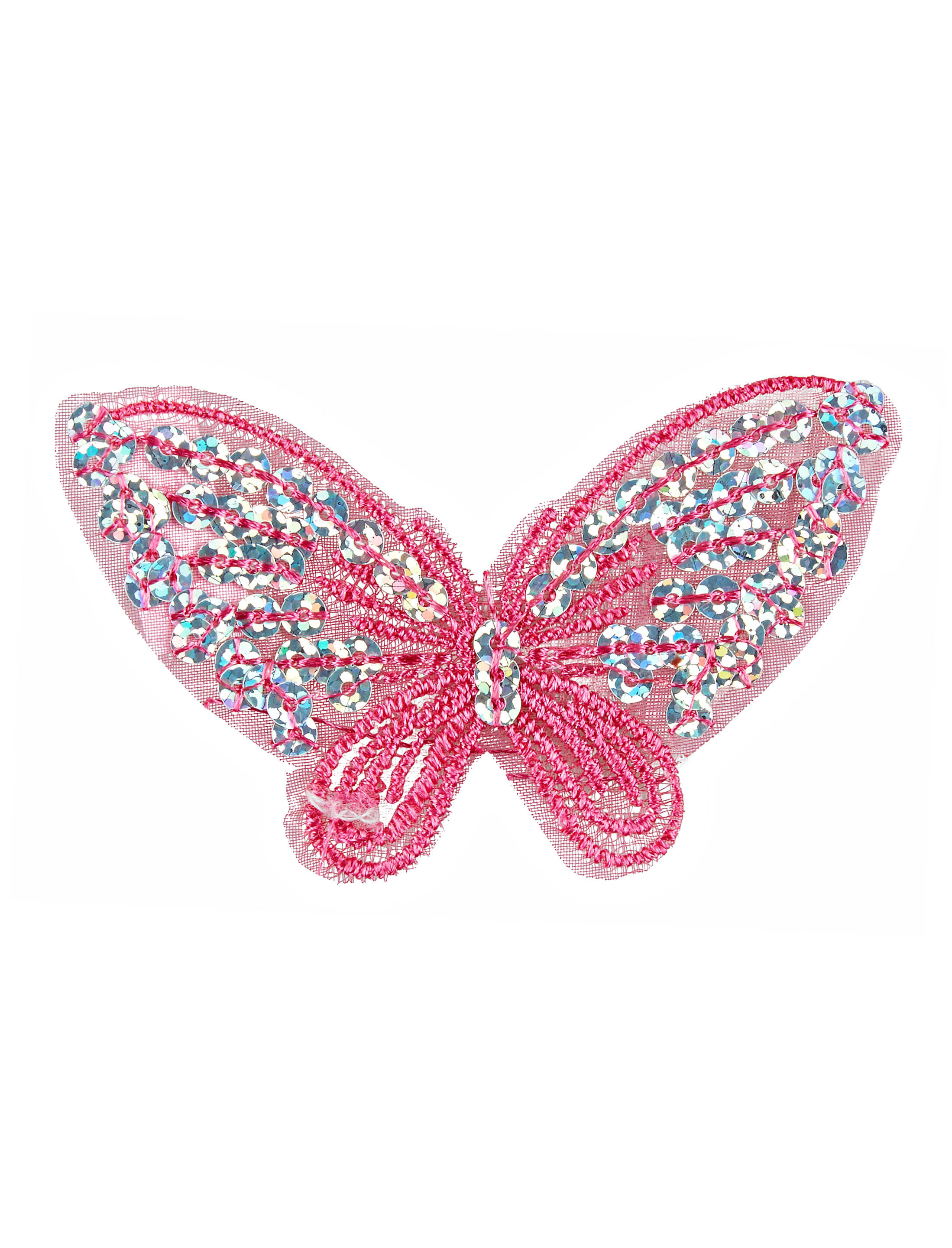Aufnäher Schmetterling Pailletten rosa 2-tlg. Aufnäher Schmetterling Pailletten rosa 2-tlg.