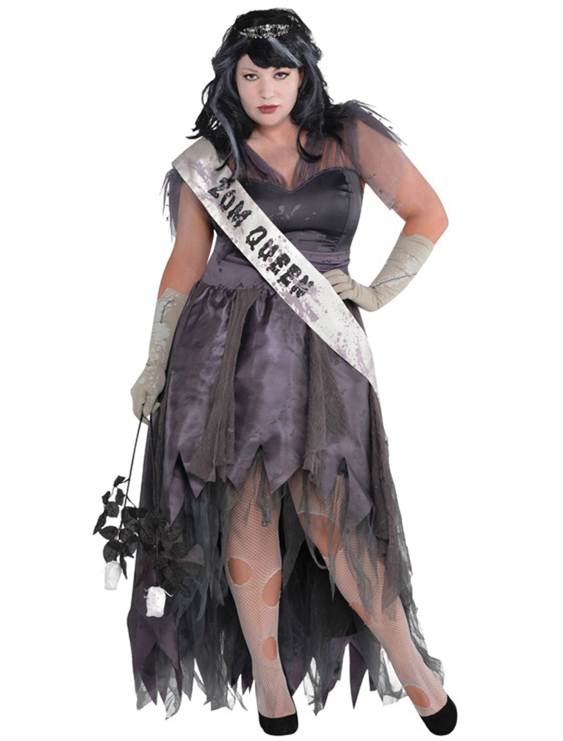 Kleid Zombie Queen grau 4-tlg. grau XL