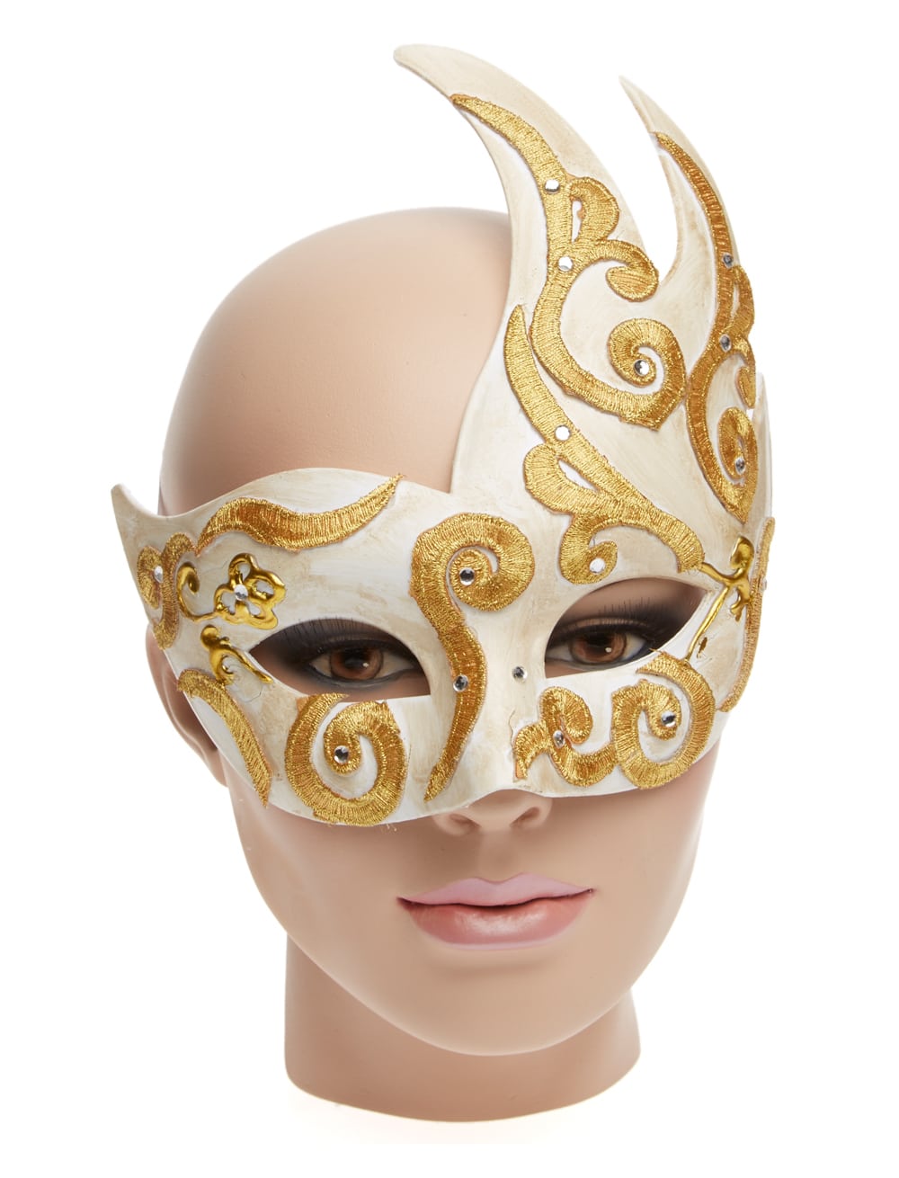 Maske Venezia mit Verzierung gold